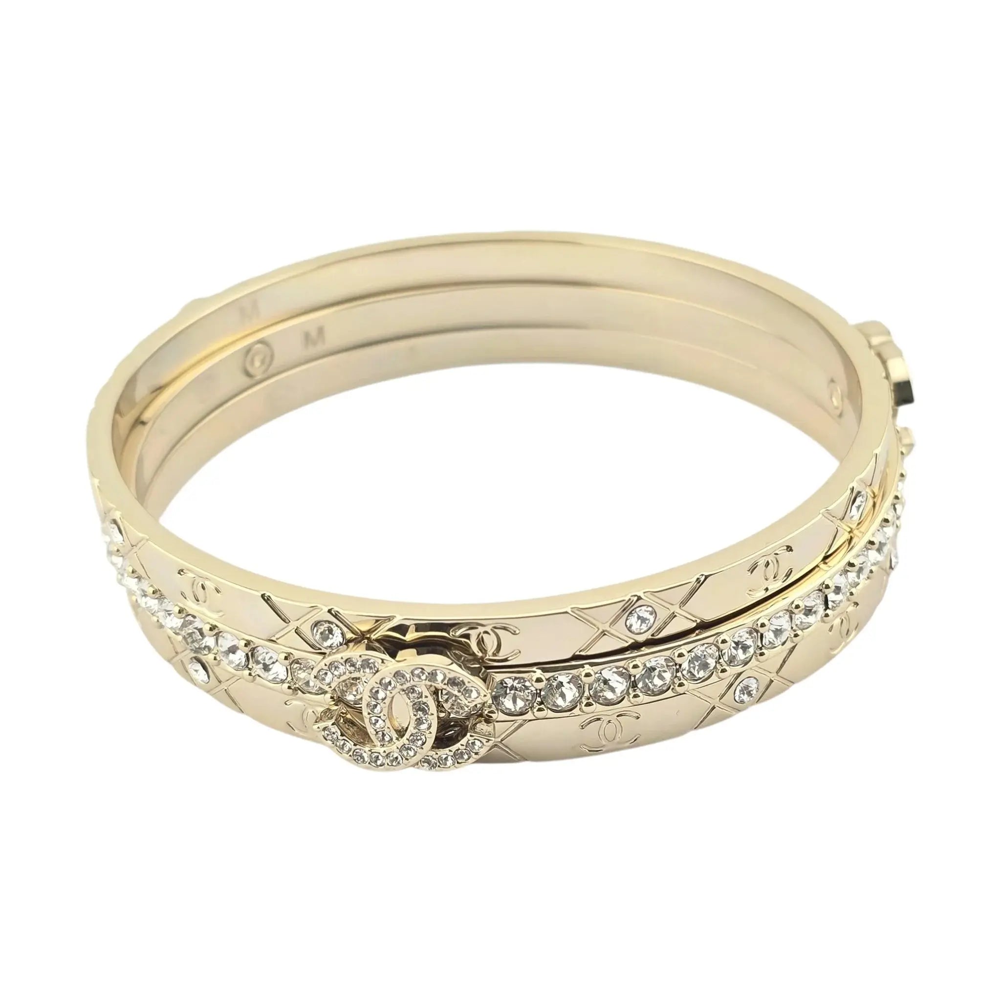 Chanel CC Cuff Bangle Gold Set M 2025 CHANEL