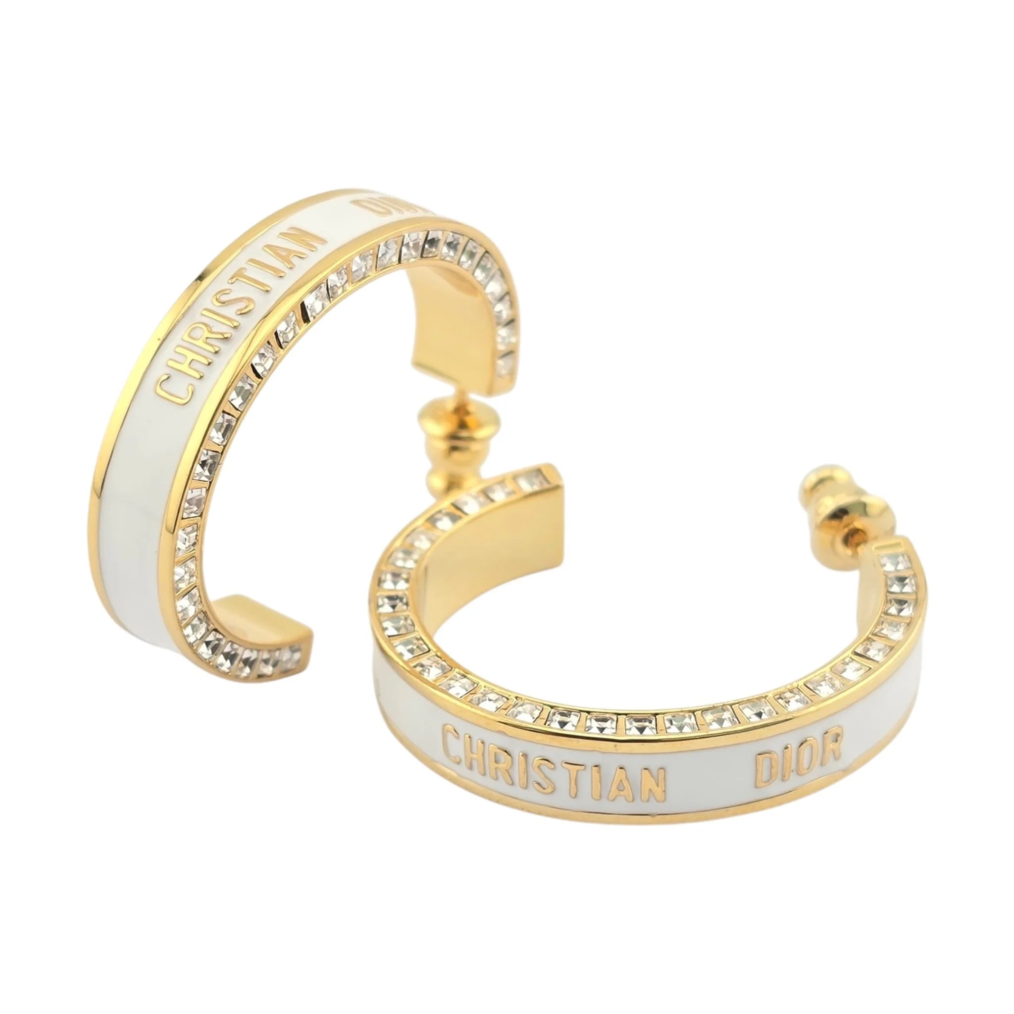 Christian Dior Large Dior Night Code Hoop White Earrings DIOR