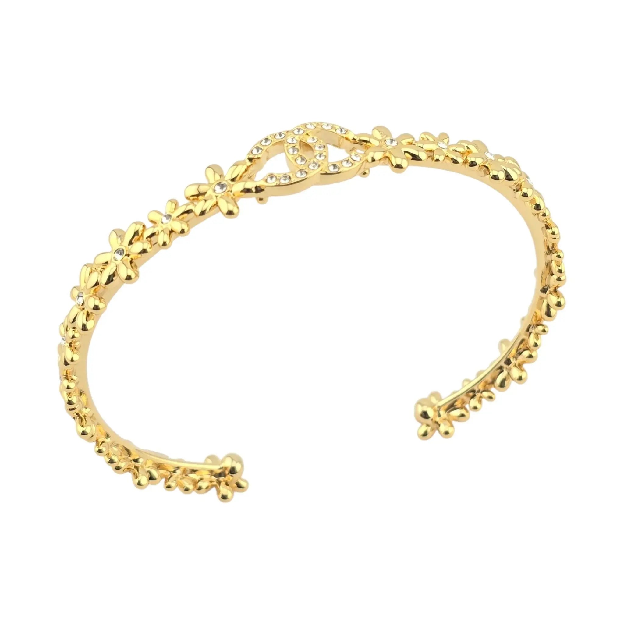 Chanel CC Gold Floral Bangle 2023 CHANEL