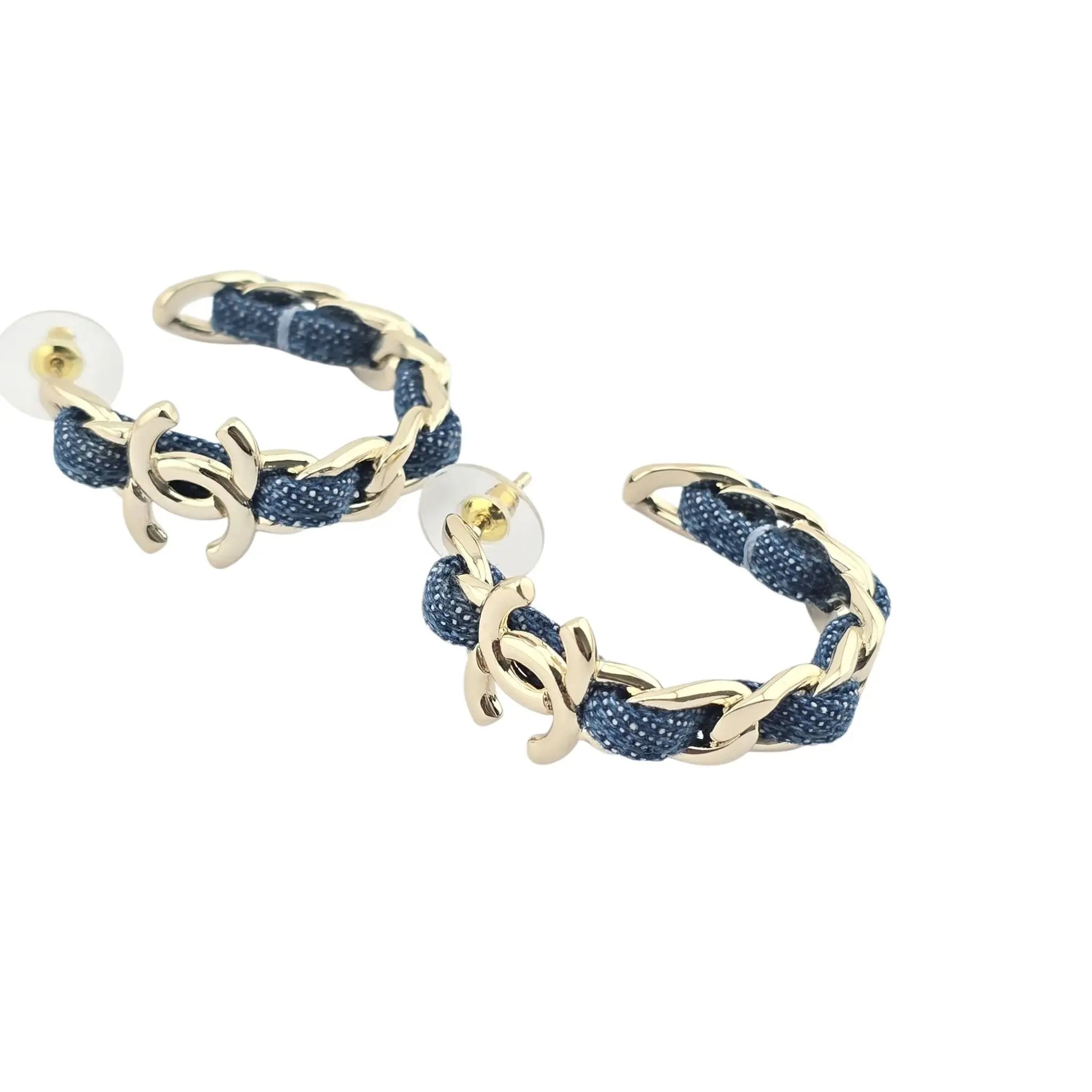 Chanel CC Denim Blue Hoop Earrings 2025 CHANEL