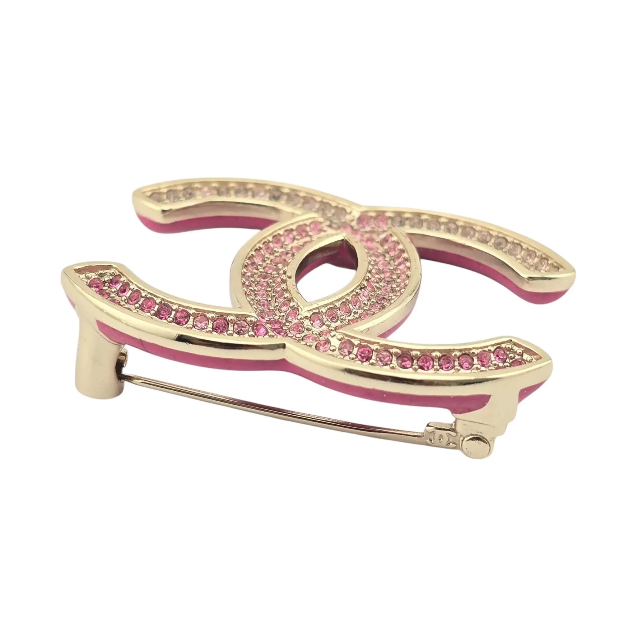 Chanel CC Pink Crystal Brooch 2023 CHANEL