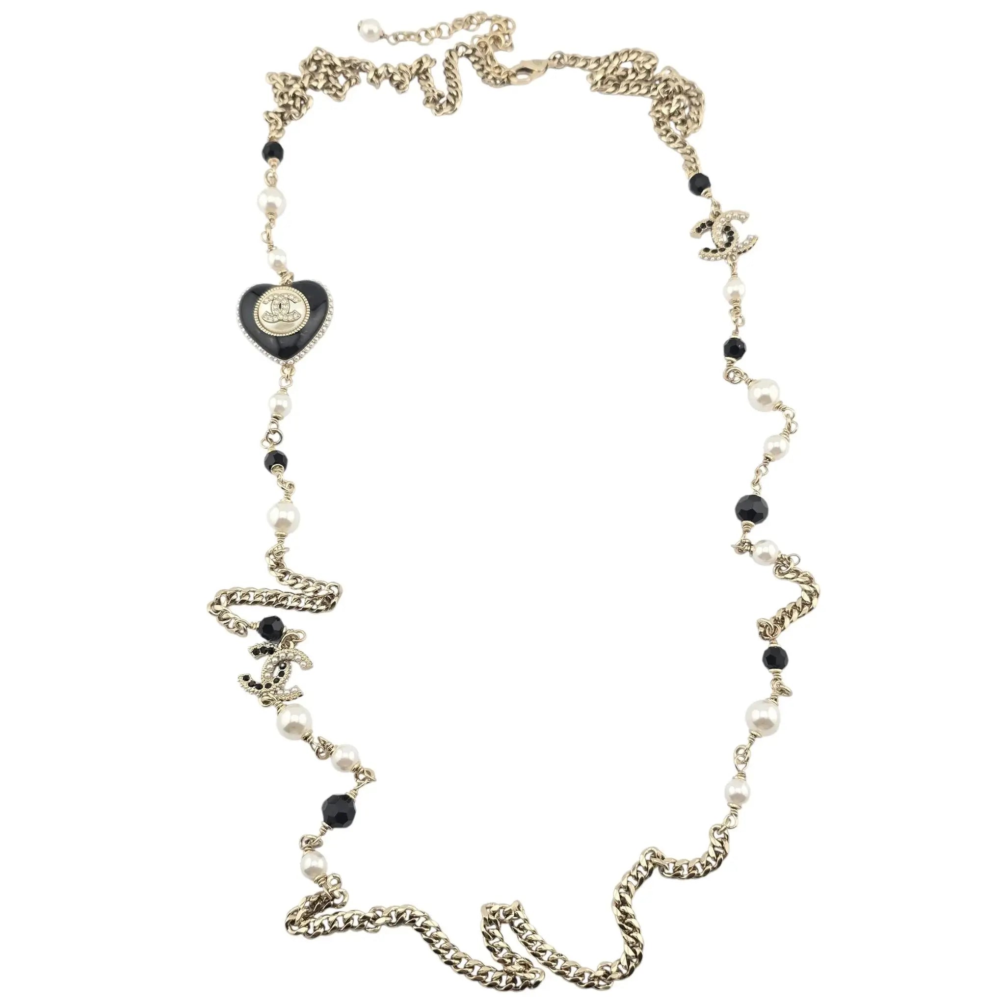 Chanel CC Black Heart Long Necklace 2022 CHANEL