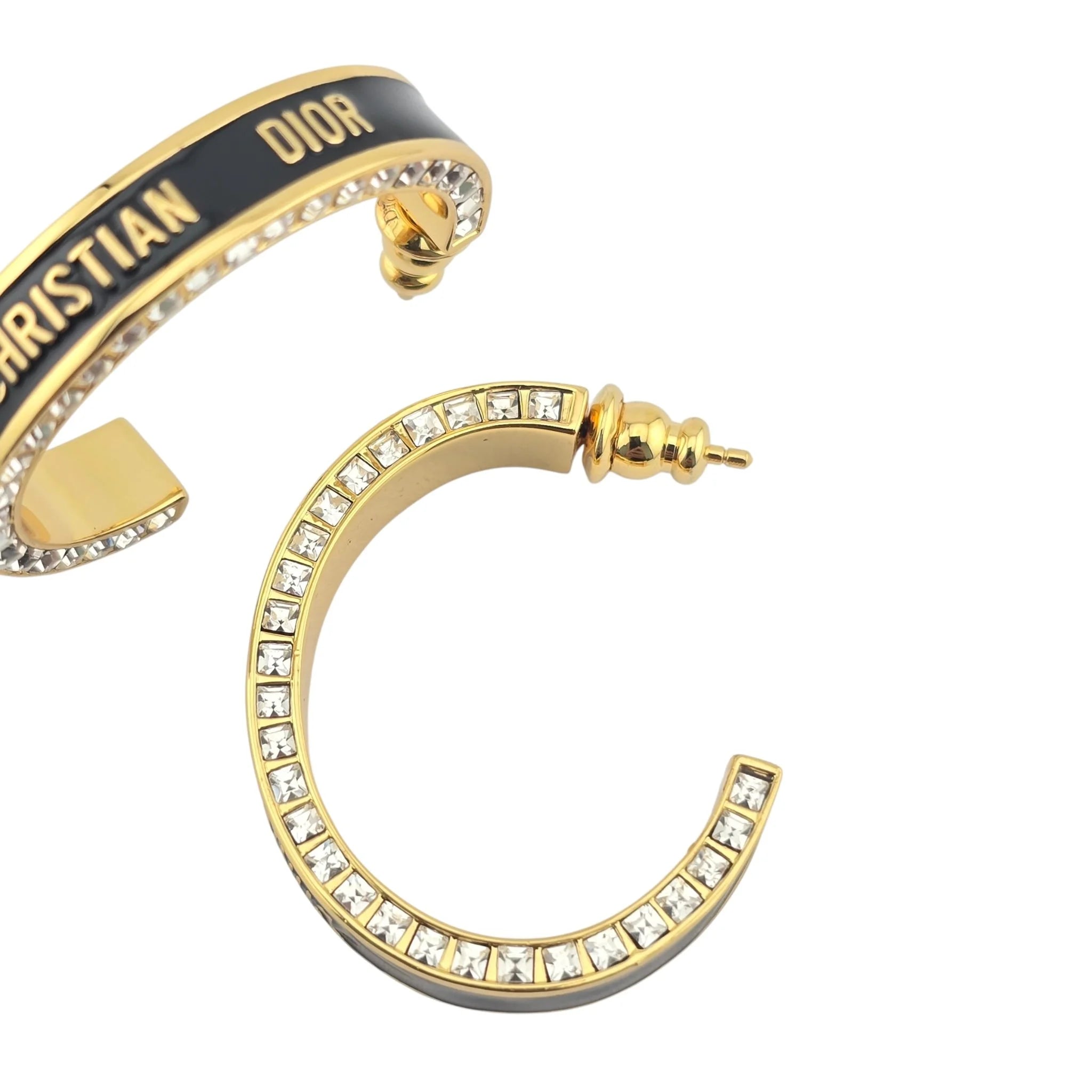 Christian Dior Large Dior Night Code Hoop Black Earrings DIOR