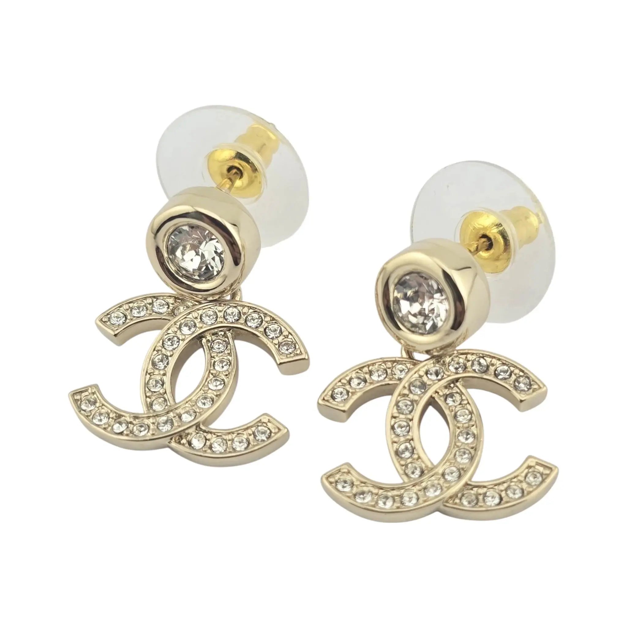 Chanel CC Gold Drop Crystal Earrings 2025 CHANEL