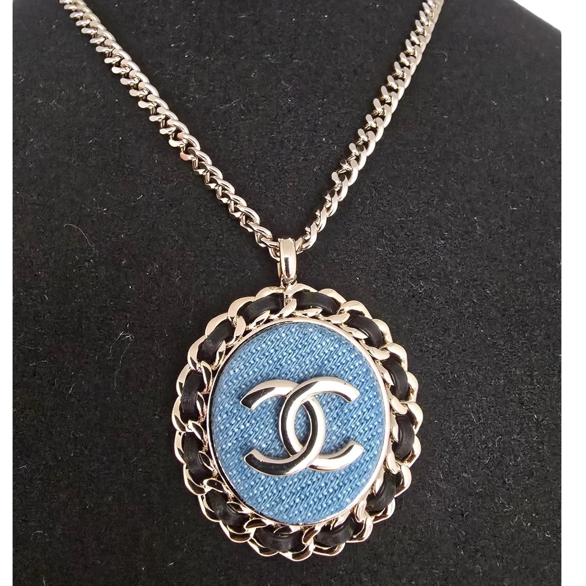 Chanel CC Denim Pendant Necklace 2025 CHANEL