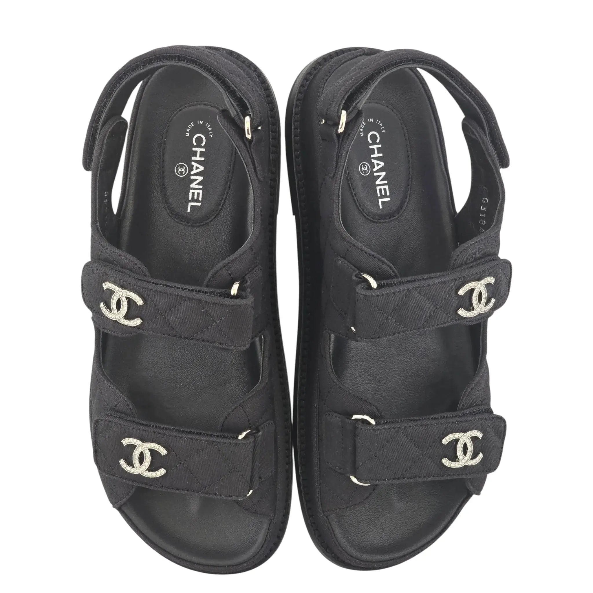 Chanel Mixed Fibers Velcro Dad Sandals 39 CHANEL