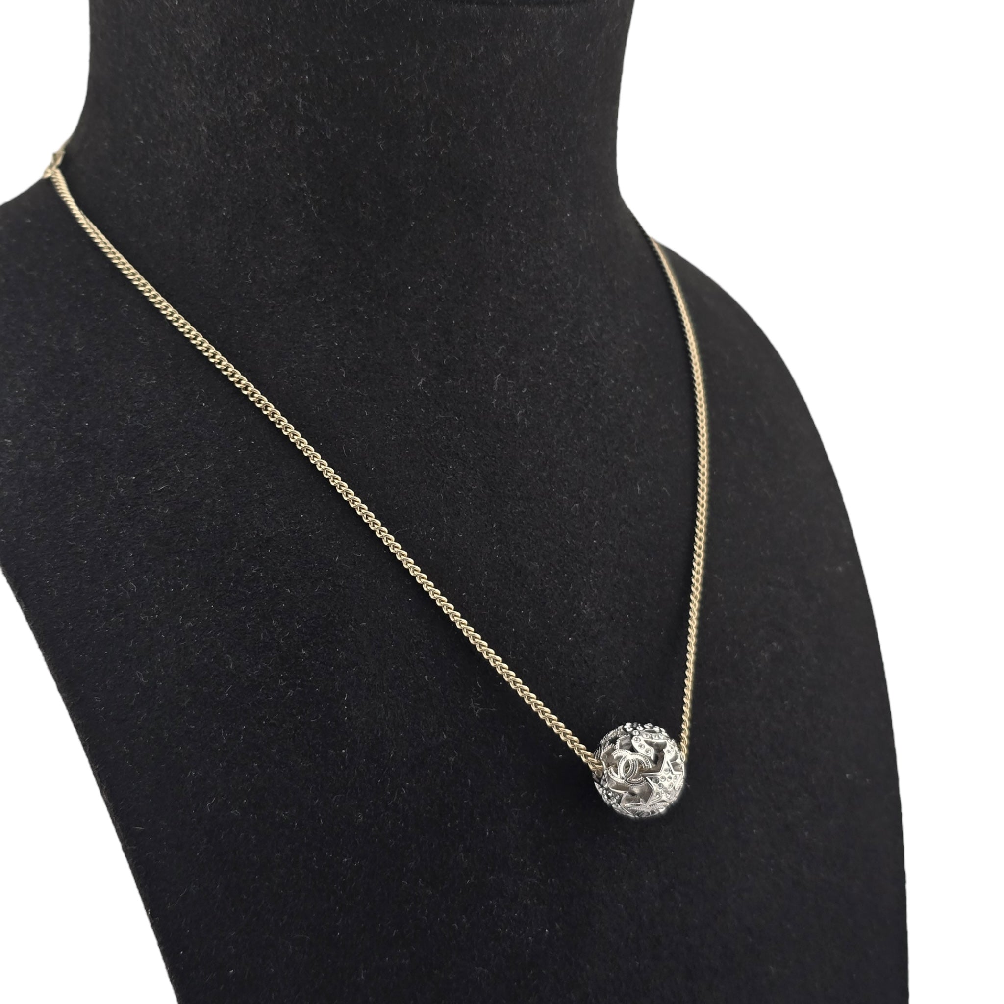 Chanel CC Ball Pendant Gold Necklace 2025 CHANEL