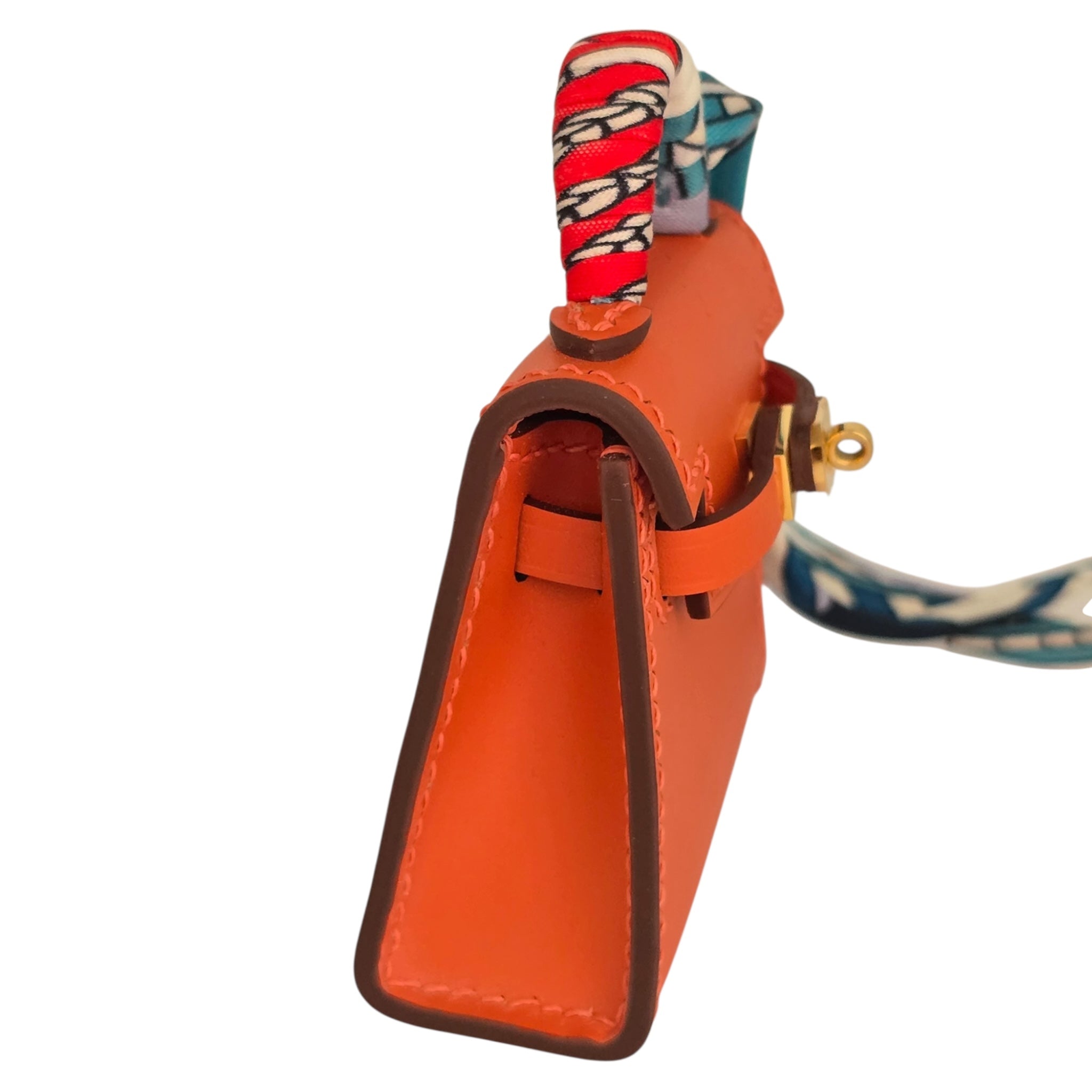 Hermes Tadelakt Mini Kelly Twilly Bag Charm Capucine HERMES