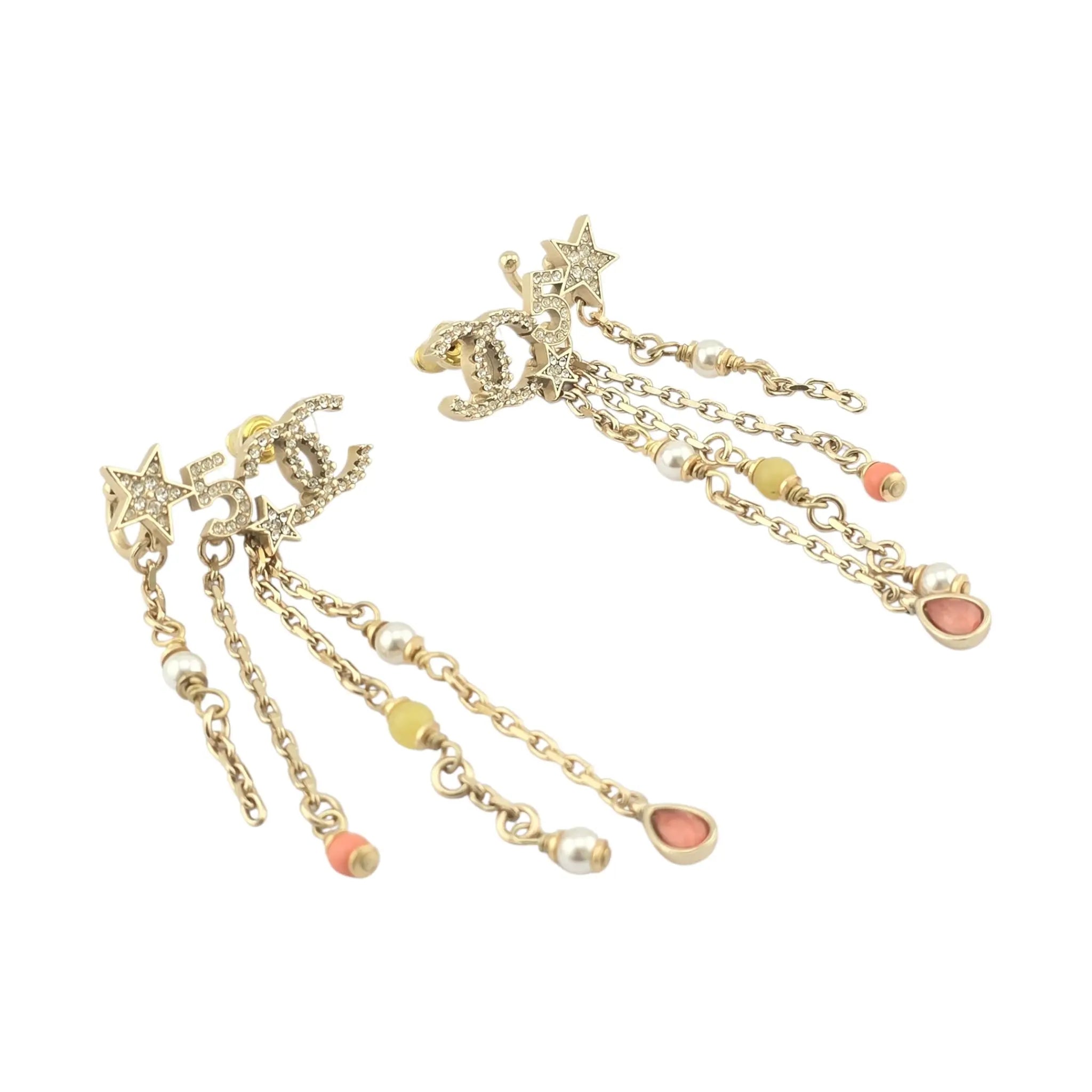 Chanel CC Gold Multi Chain Drop Earrings 2022 CHANEL