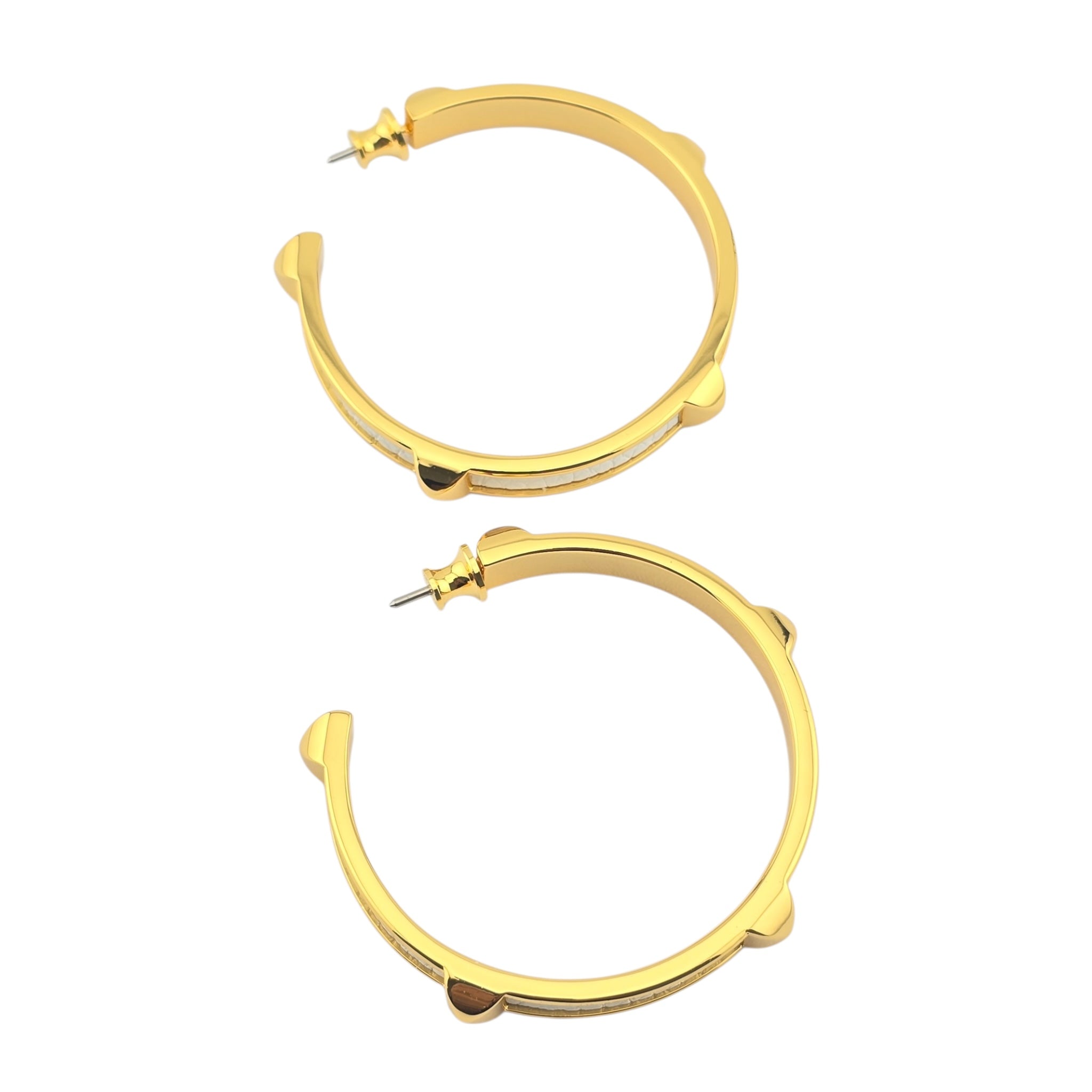 Hermes Athena Large White Gold Earrings