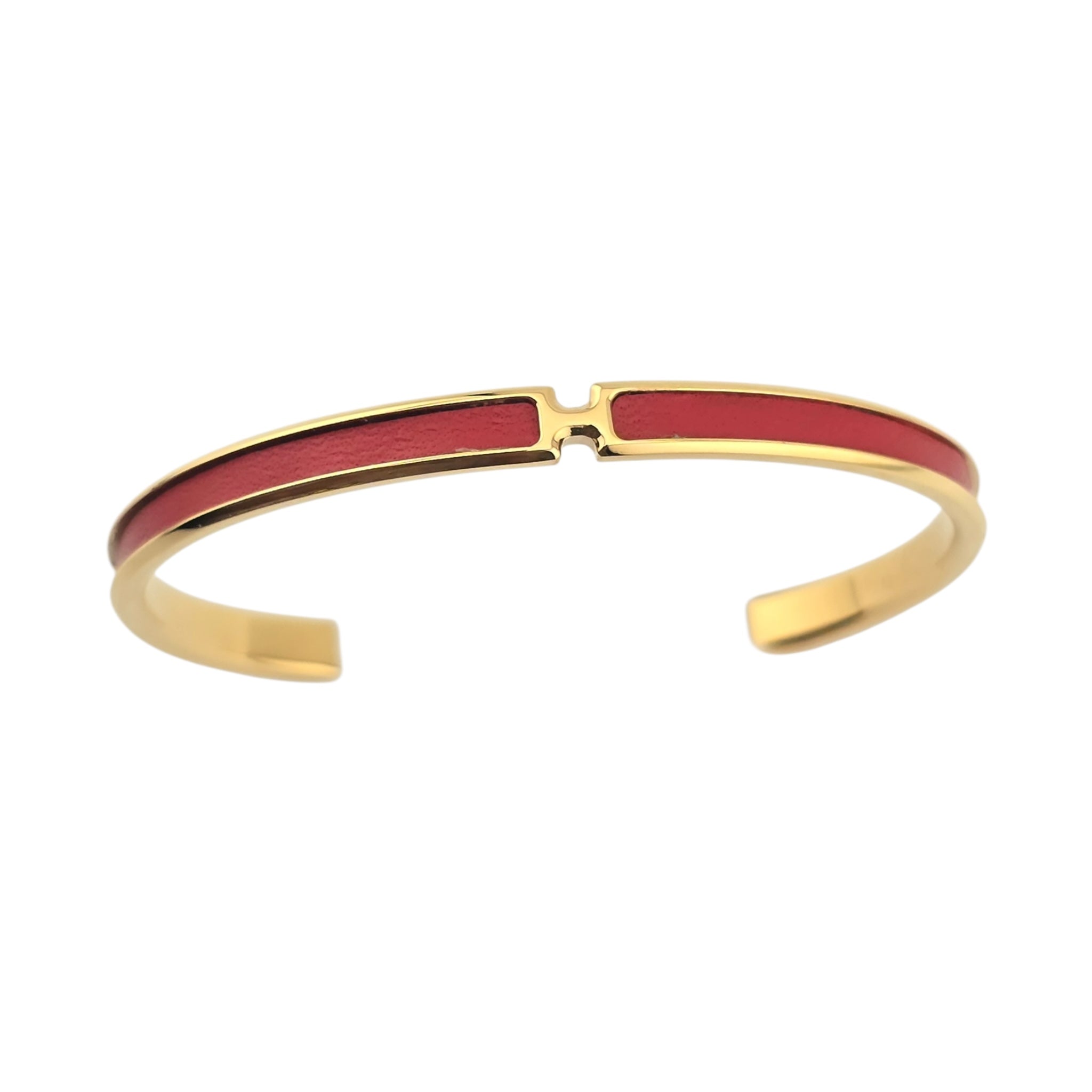 Hermes Olympe Red Gold Leather Bracelet