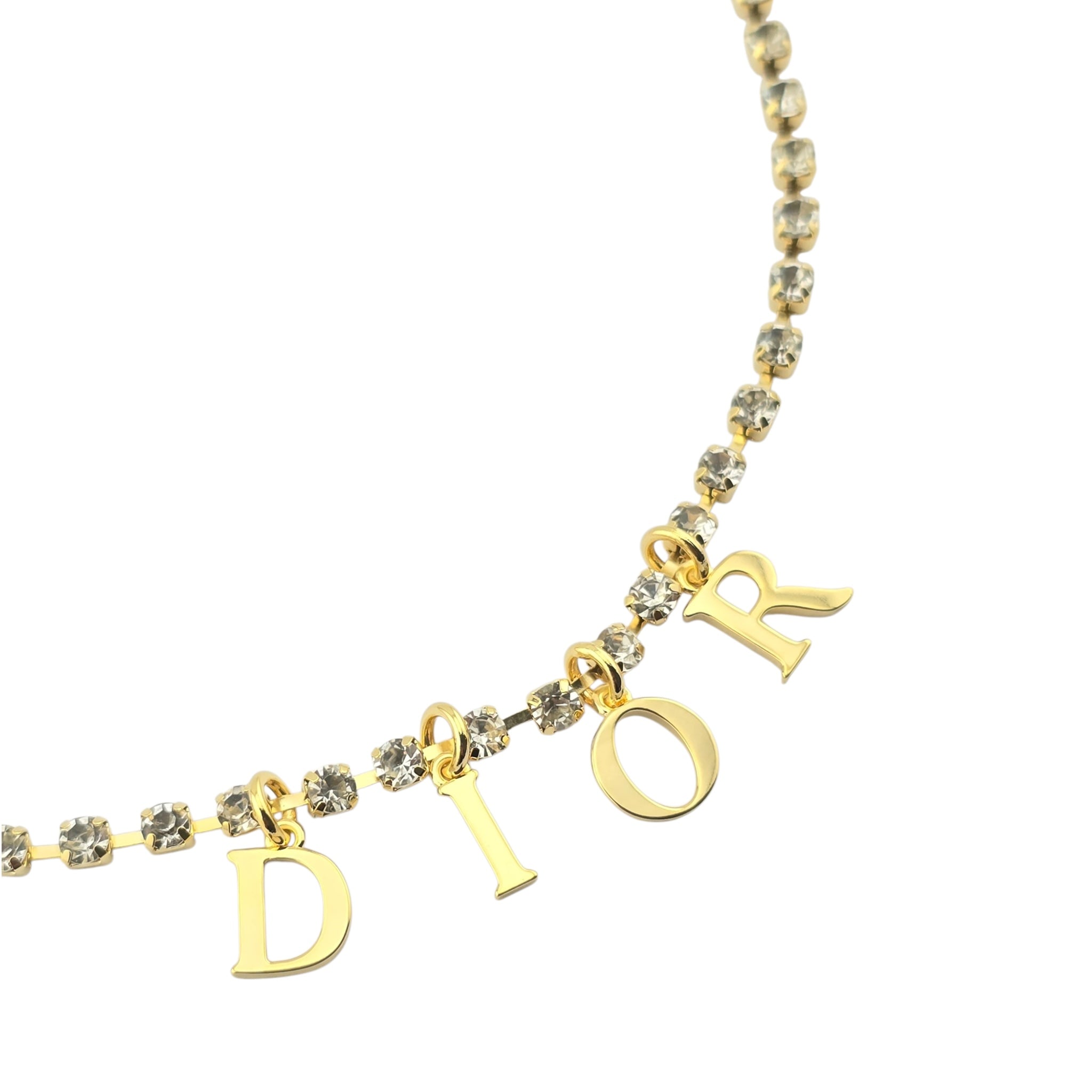 Christian Dior Crystal Gold Logo Necklace