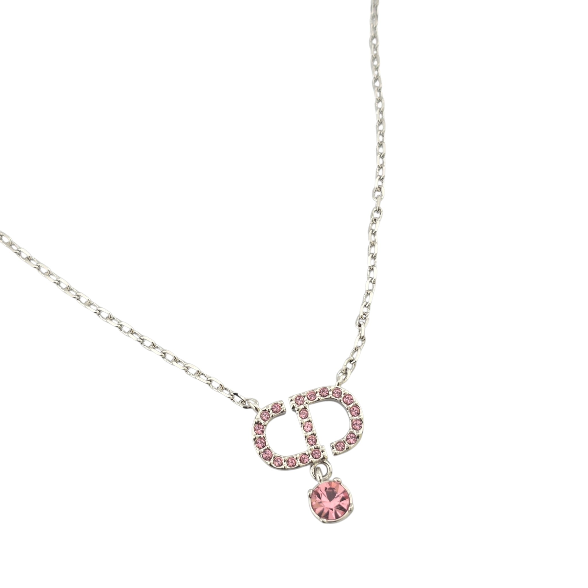 Christian Dior Petit CD Silver Pink Necklace