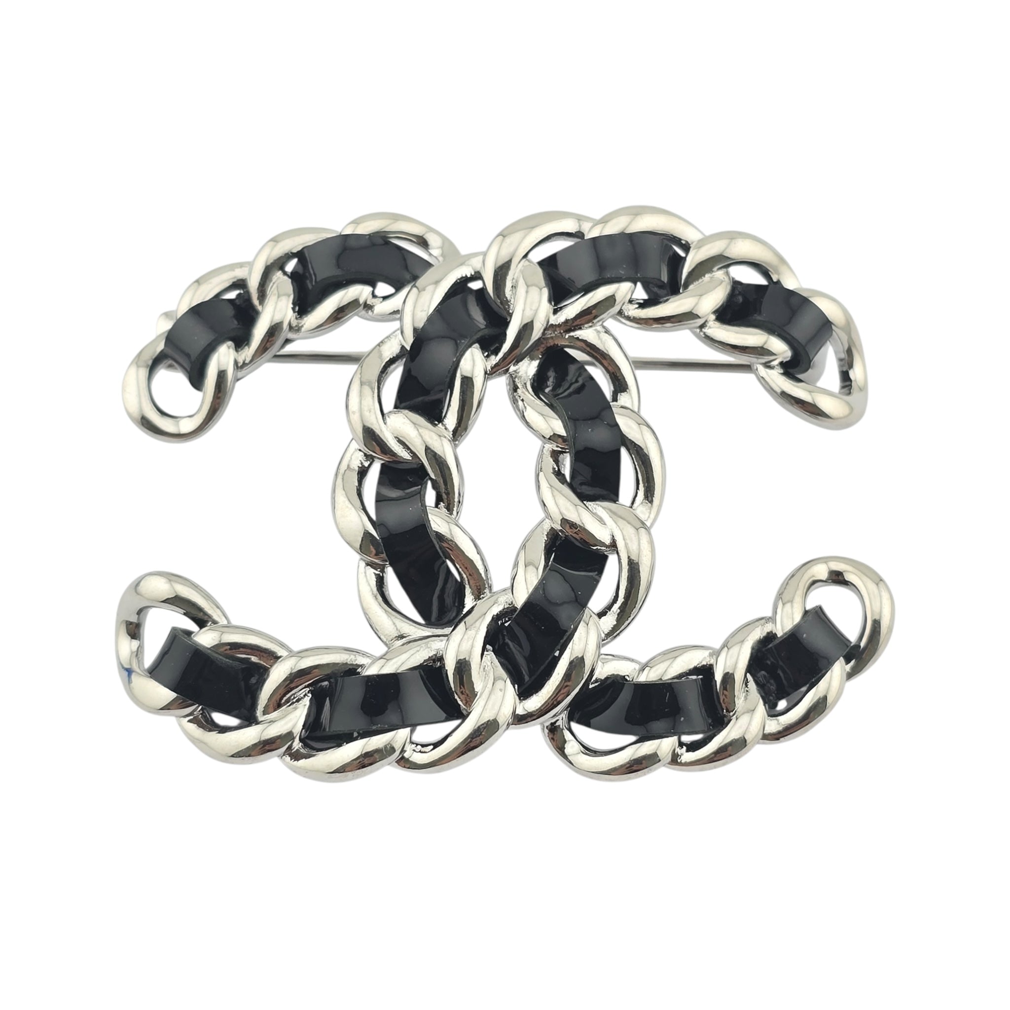 Chanel Lambskin Chain CC Brooch Black Silver 2025