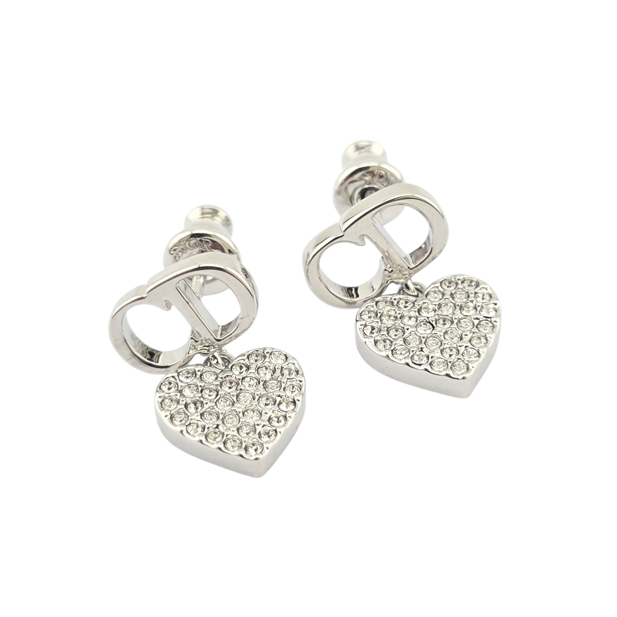 Christian Dior Clair D Lune Silver Heart Earrings