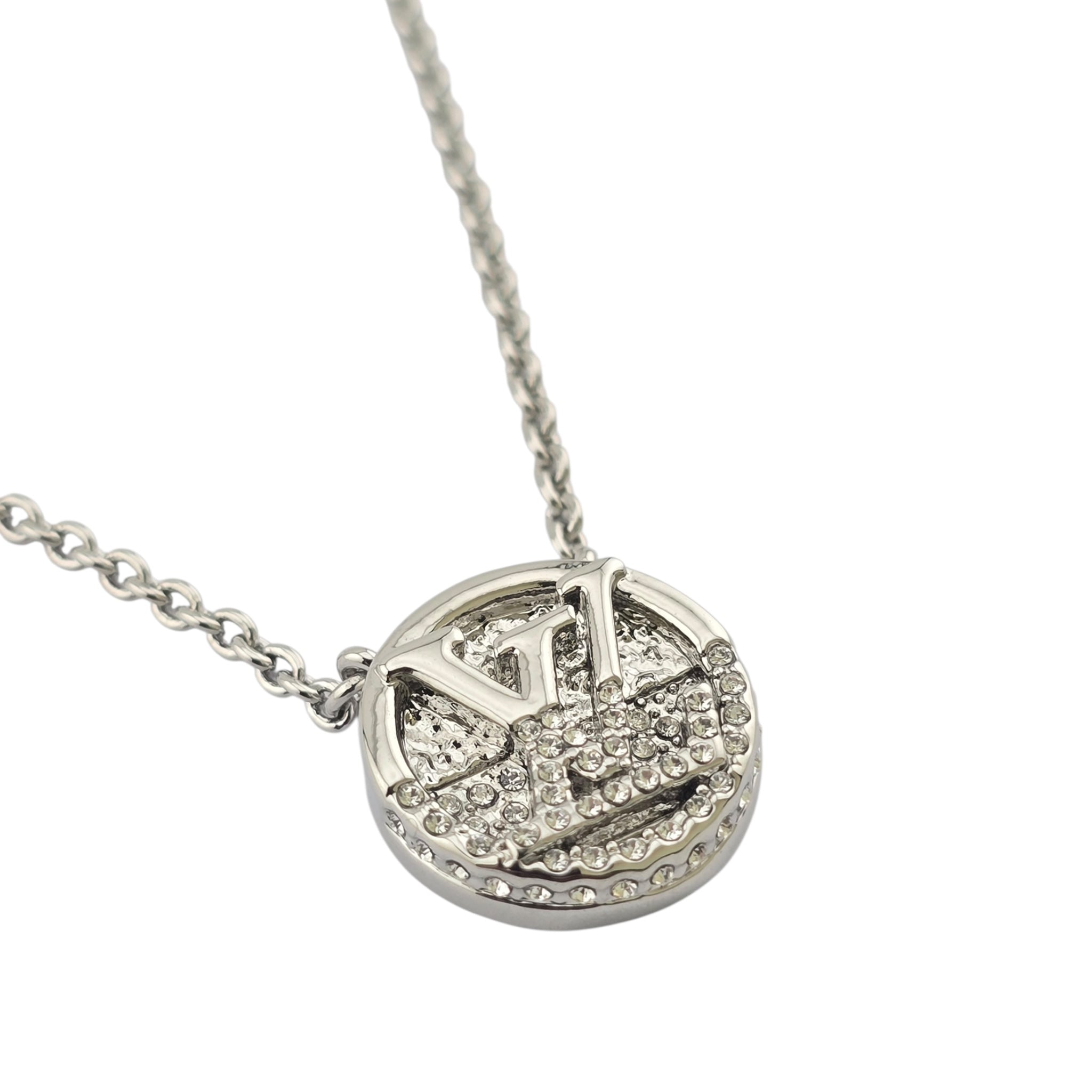 Louis Vuitton L To V Silver Crystal Necklace