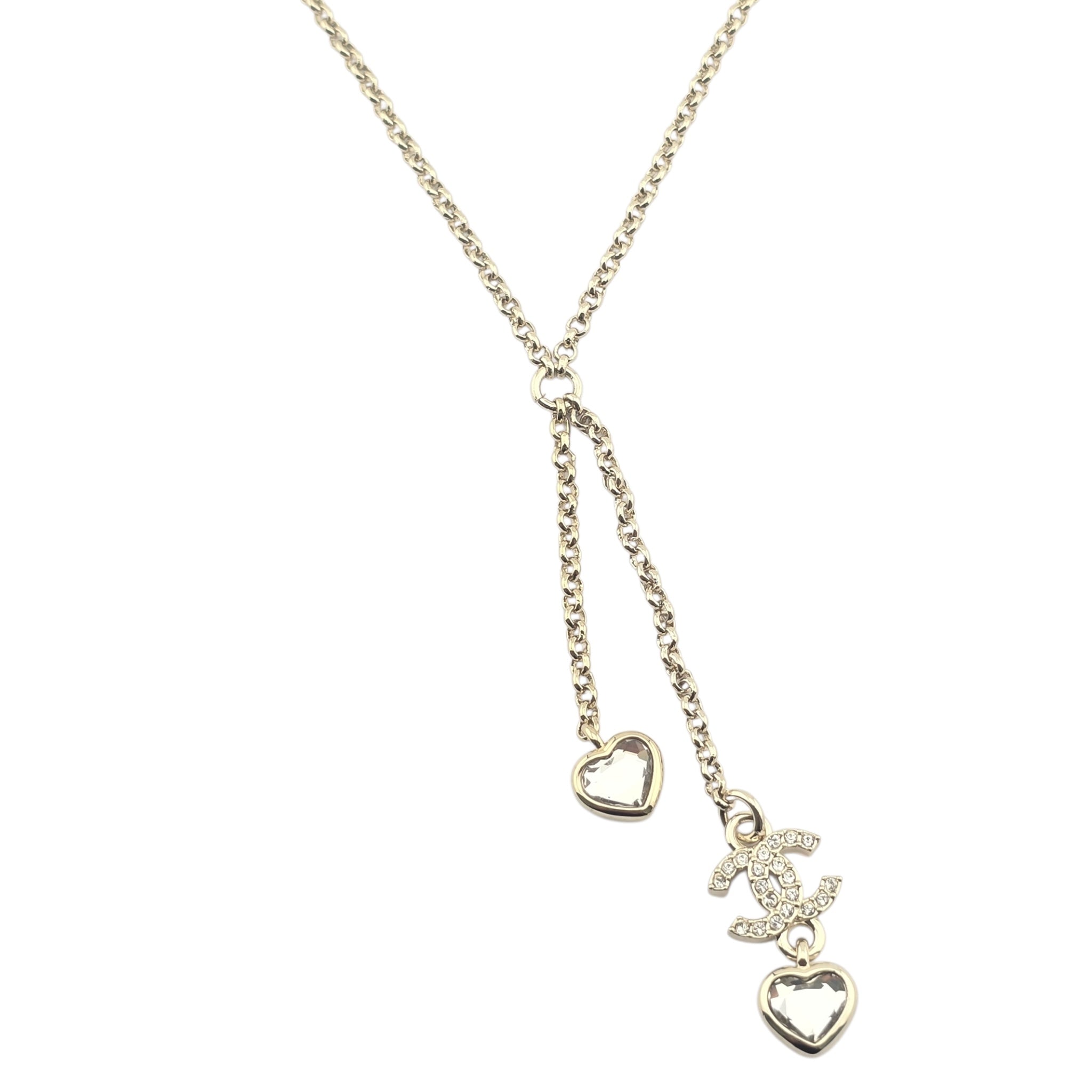 Chanel CC Gold Metal Heart Crystal Necklace 2025 CHANEL