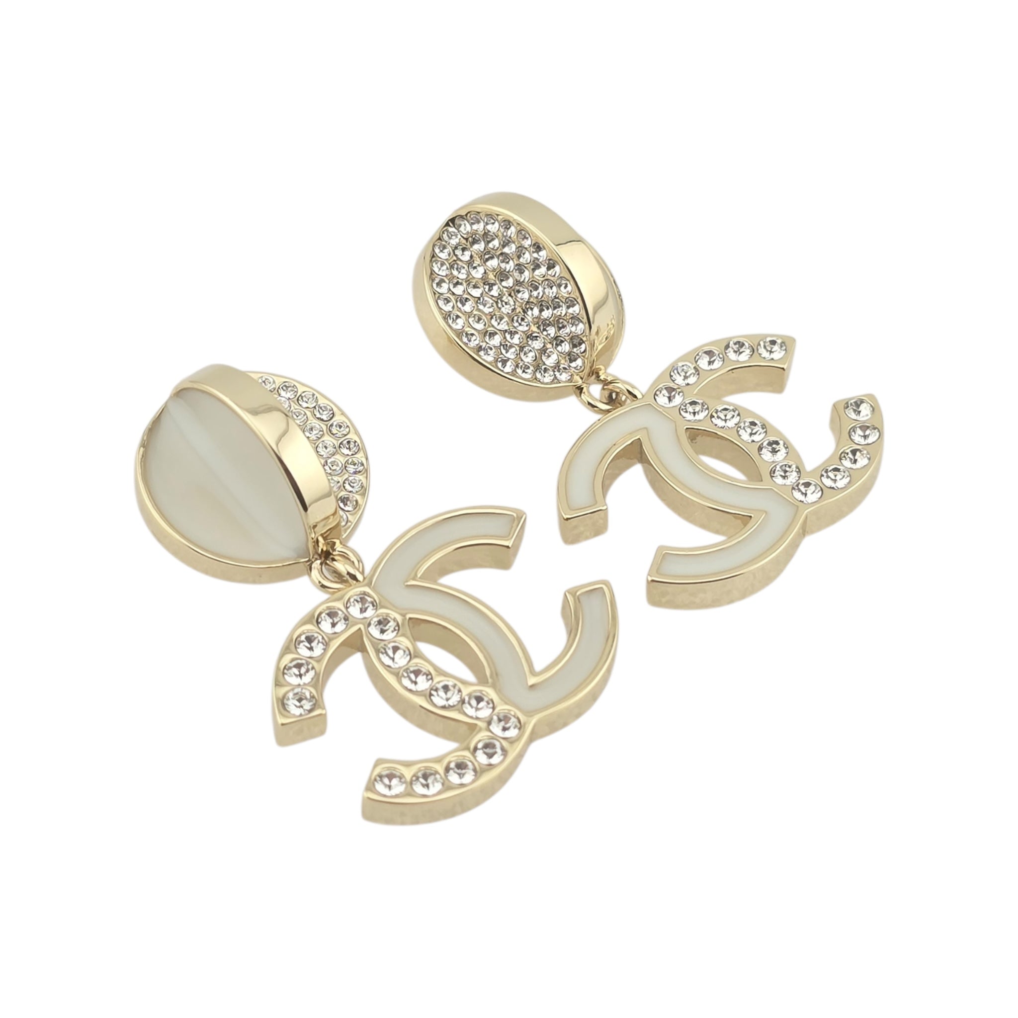 Chanel CC Drop Gold Crystals Earrings 2024 CHANEL