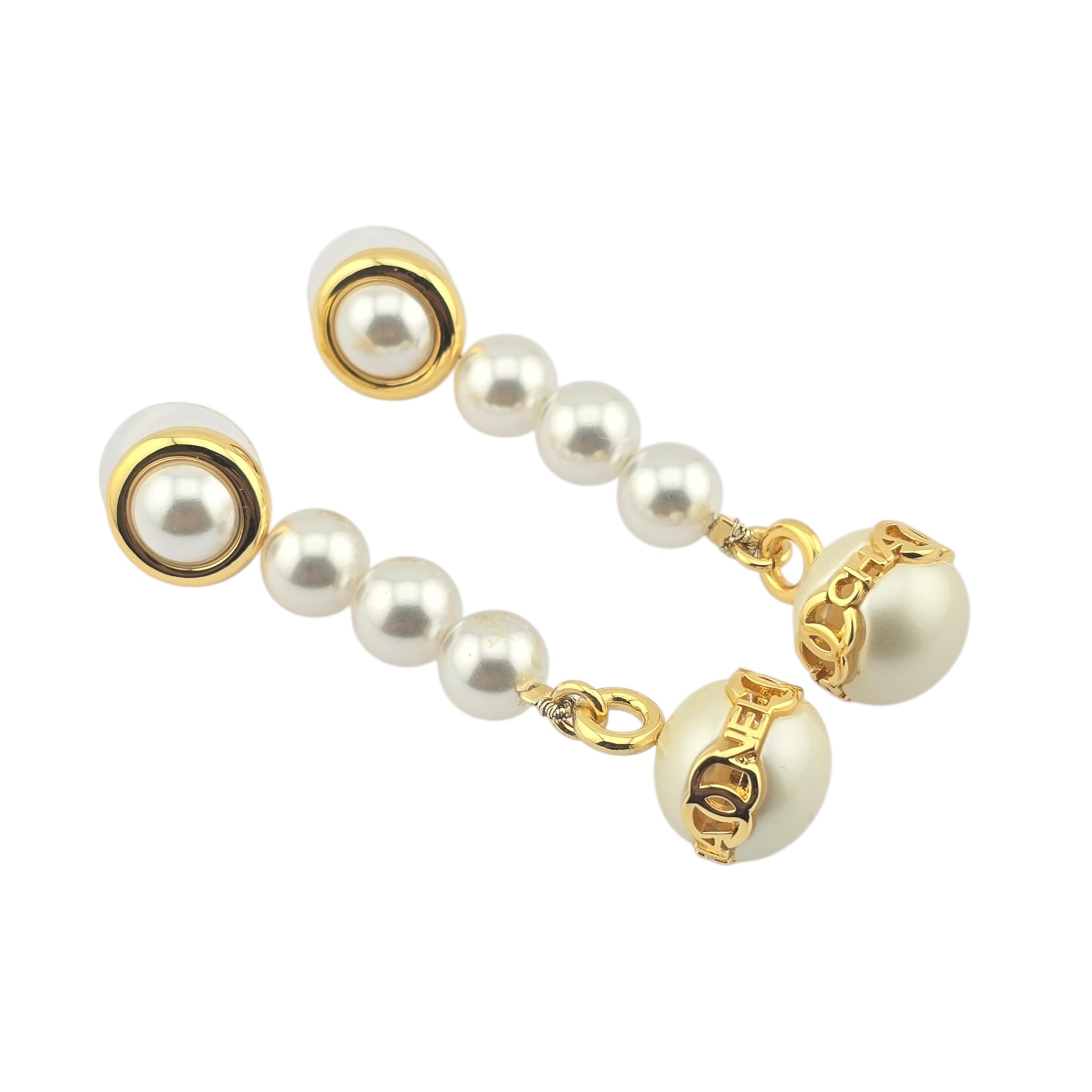 Chanel Gold Faux Pearl Dangle Earrings 2023 CHANEL
