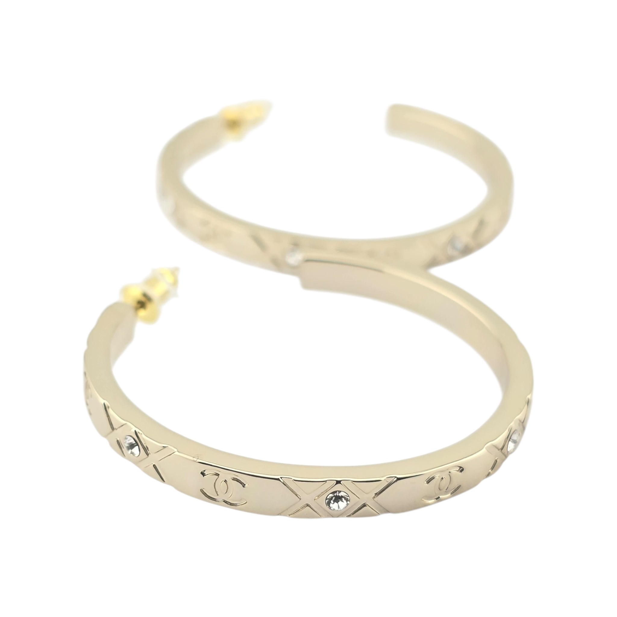 Chanel CC Gold Hoop Metal Earrings 2025 CHANEL