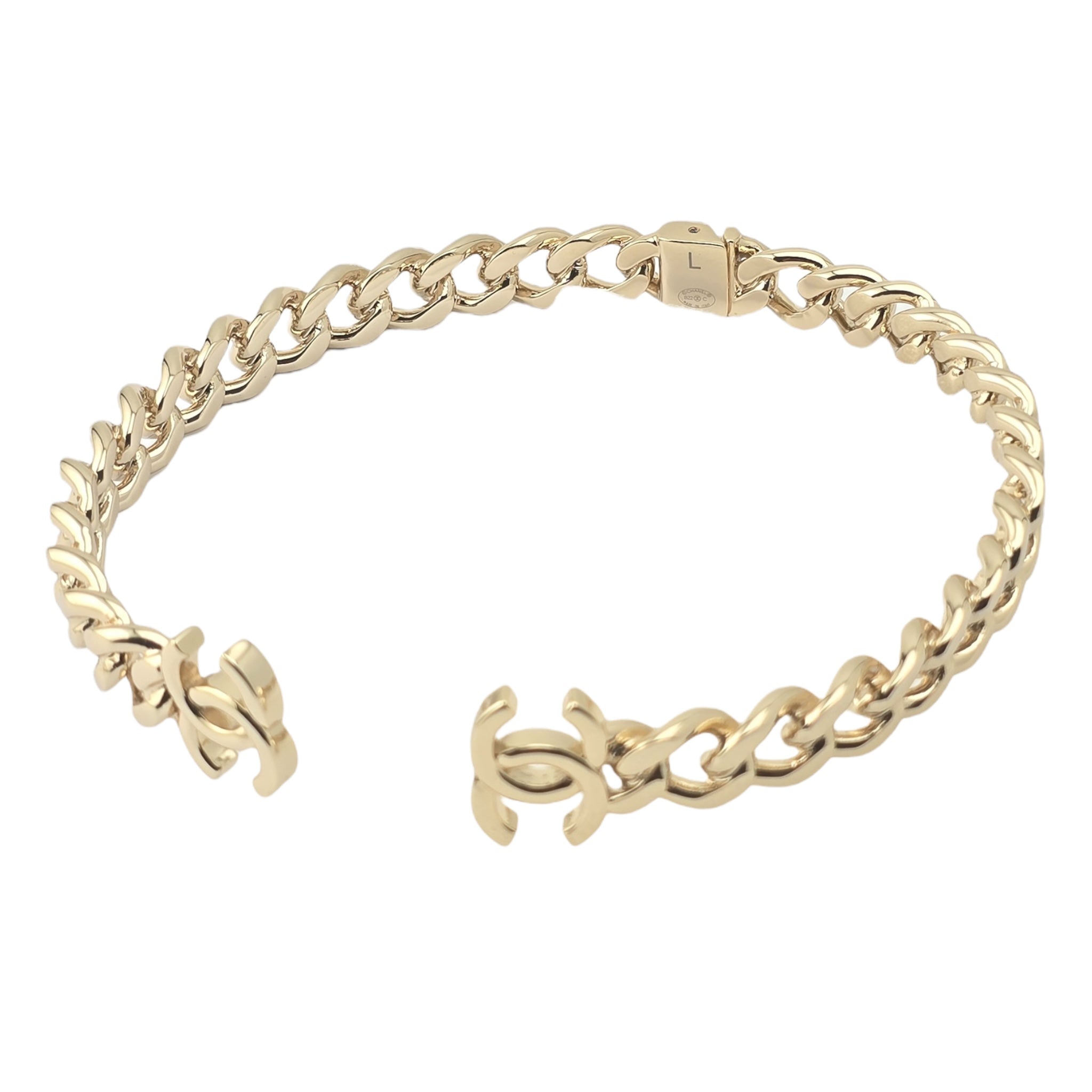 Chanel CC Metal Chain Link Choker Gold Necklace L 2022 CHANEL