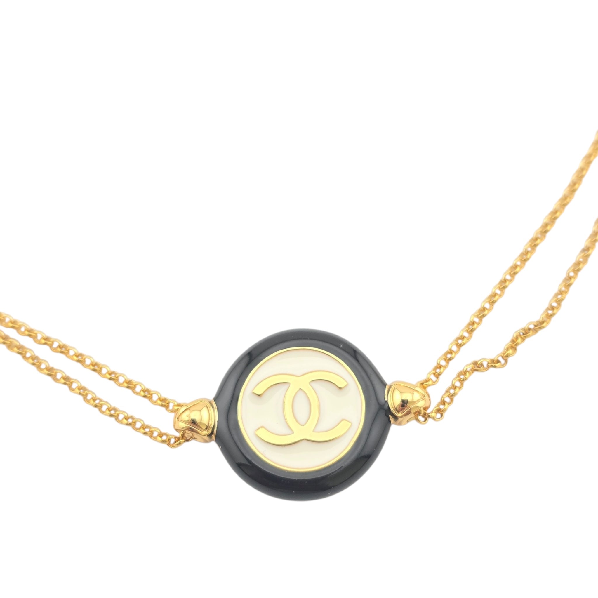 Chanel CC Round Enamel Pendant Choker Necklace 2024 CHANEL