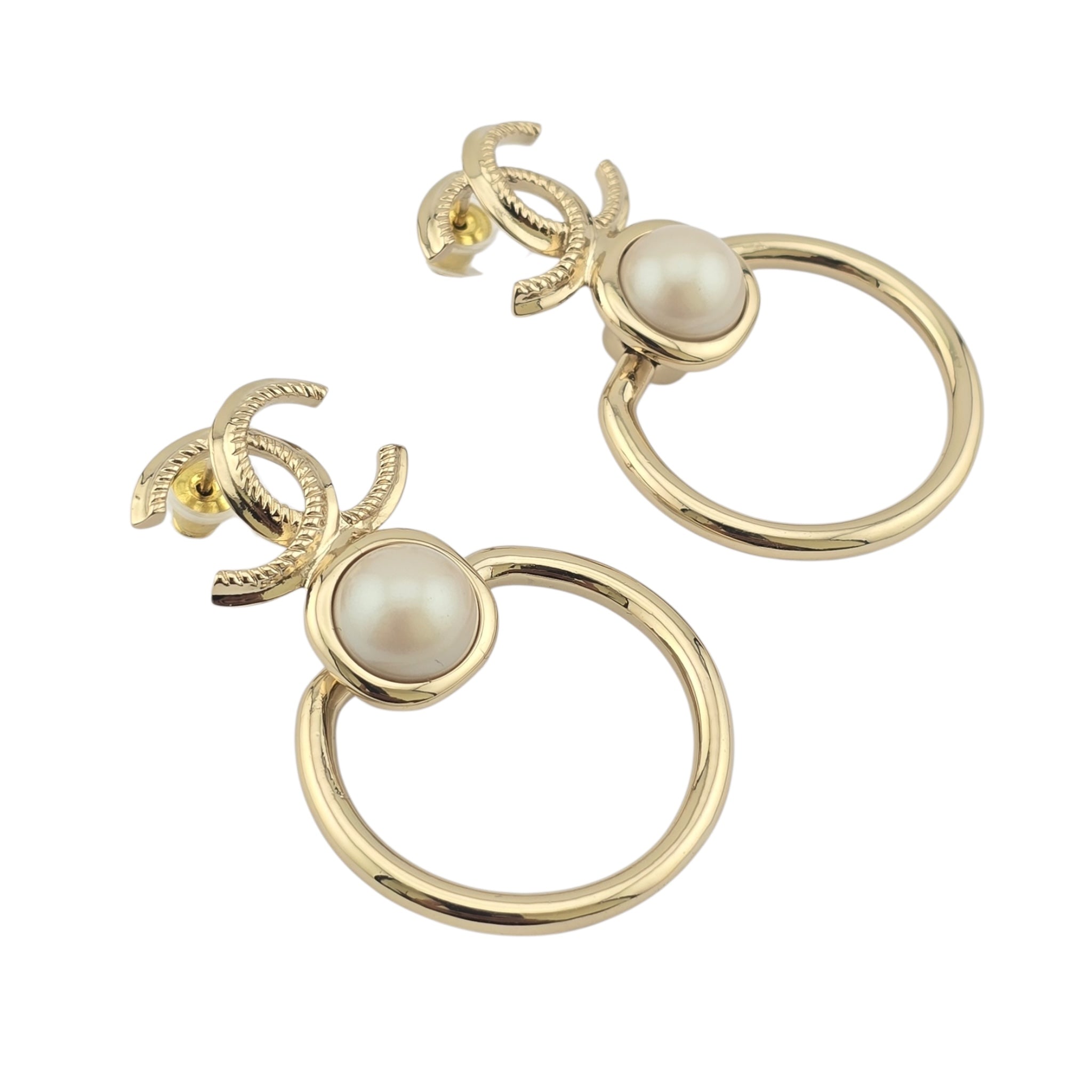 Chanel CC Gold Faux Pearl Earrings 2022 CHANEL