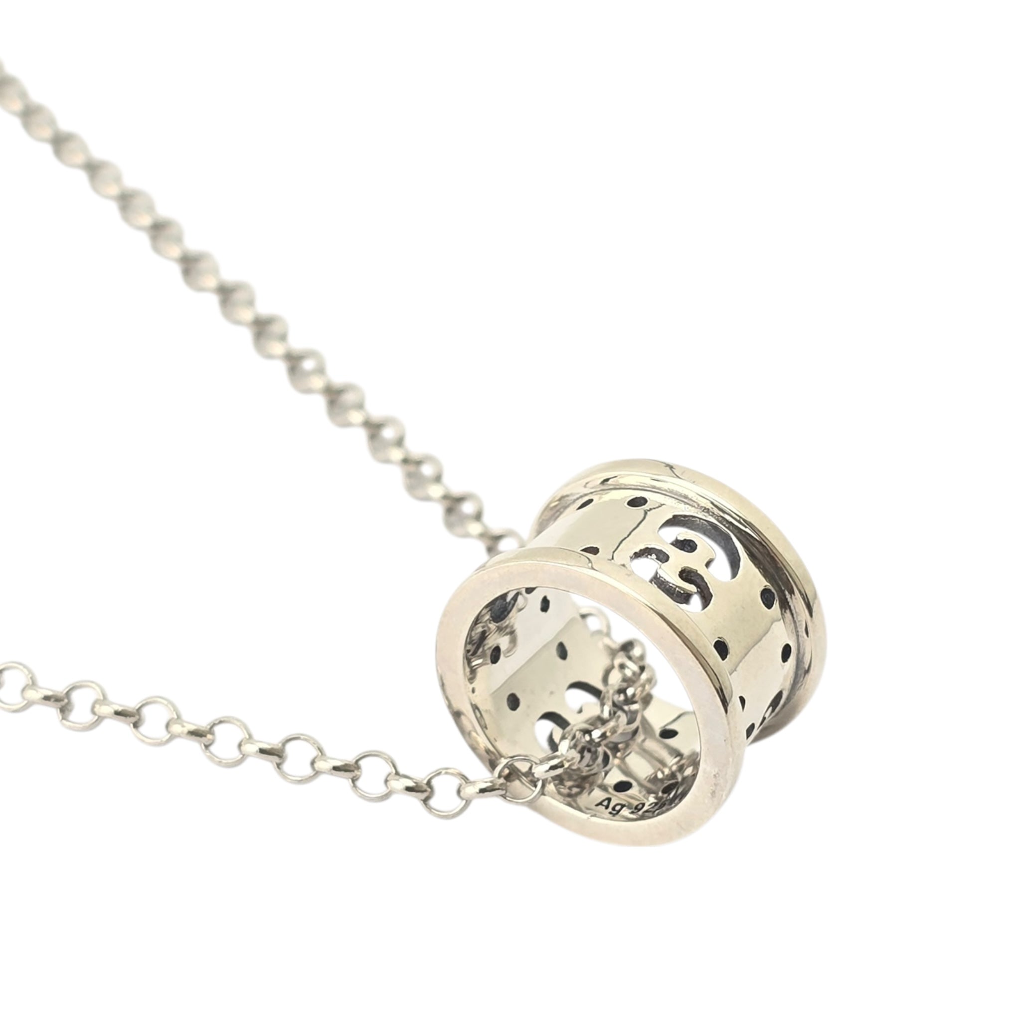 GUCCI GG Icon Twill Sterling Silver Necklace GUCCI