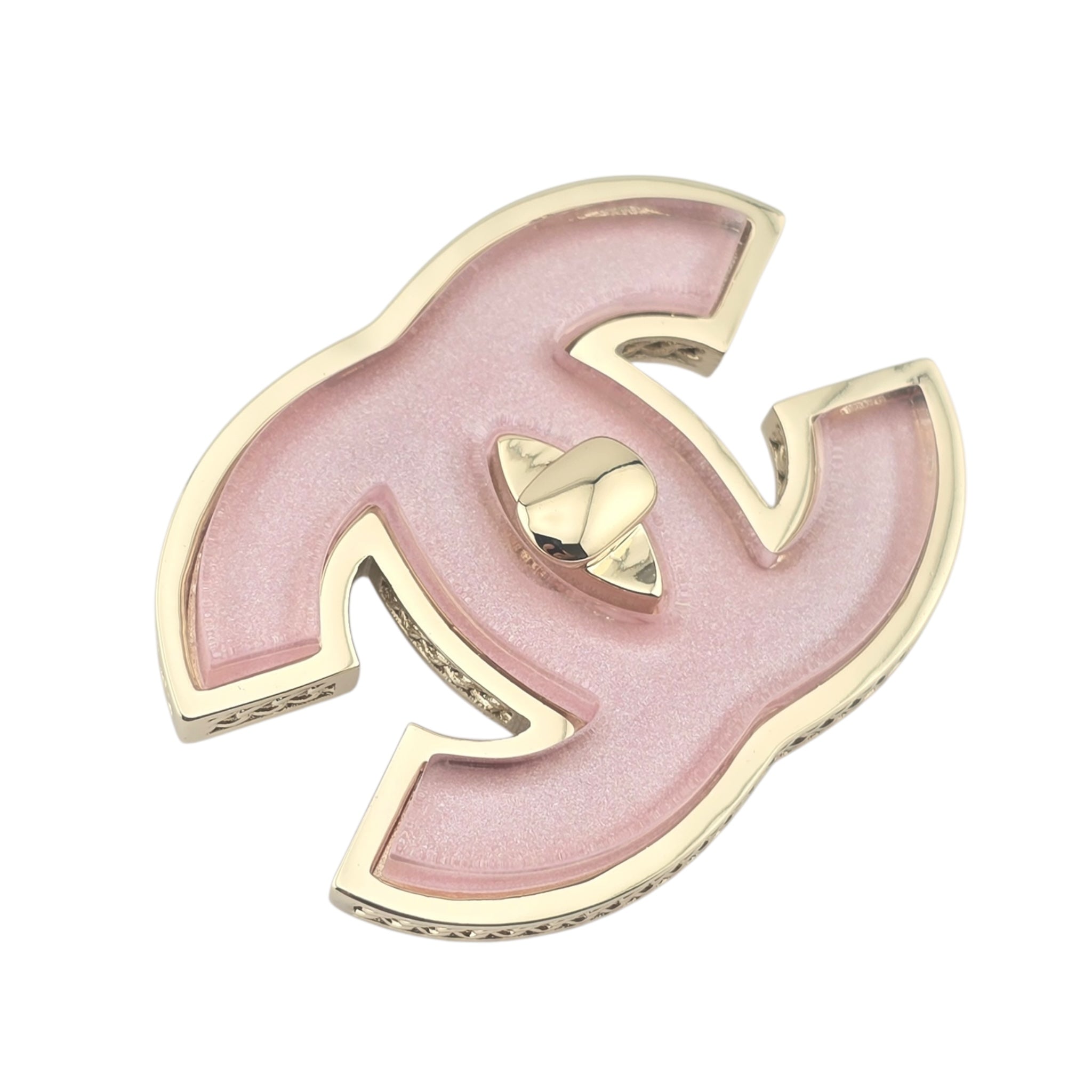 Chanel CC Gold Pink Resin Brooch 2025 CHANEL