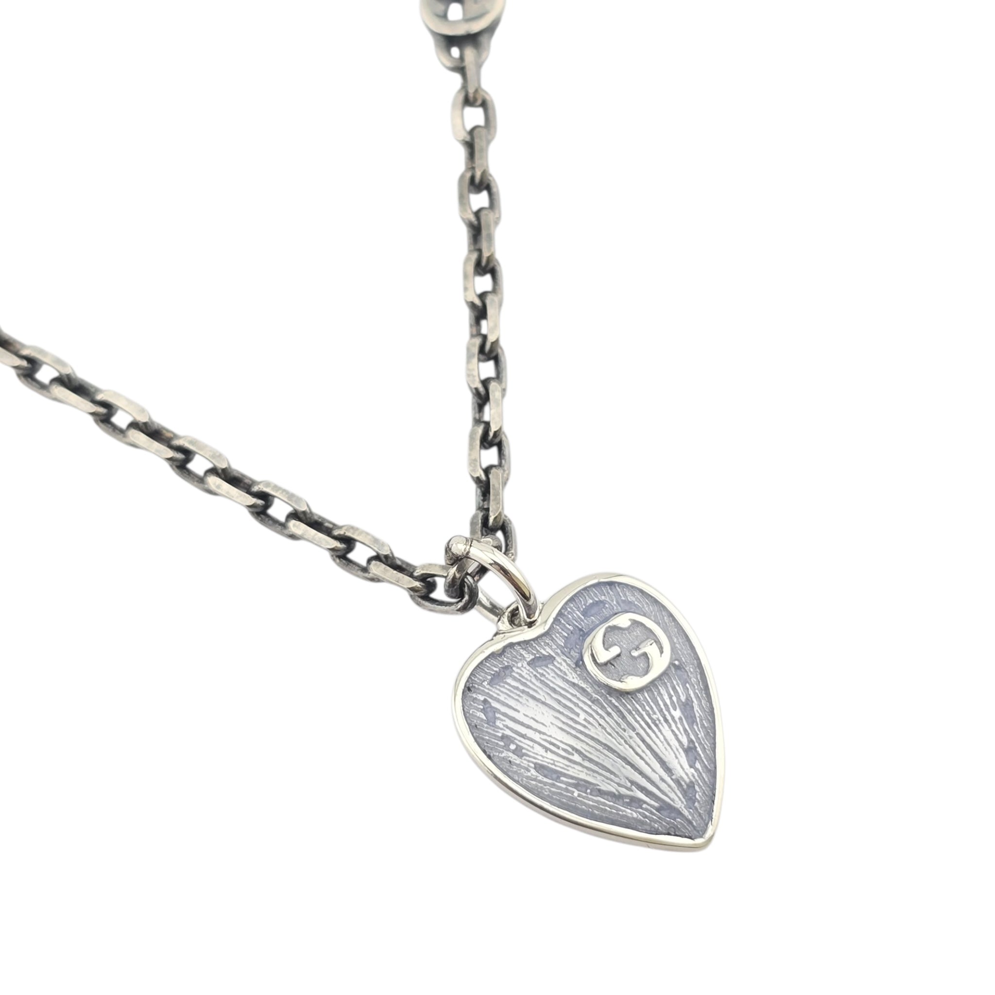 GUCCI Heart Interlocking G Silver Necklace GUCCI