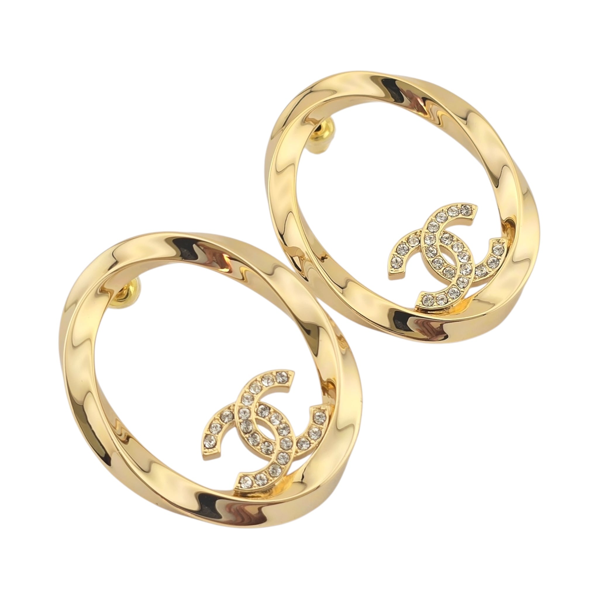Chanel CC Gold Oval Earrings 2025 CHANEL