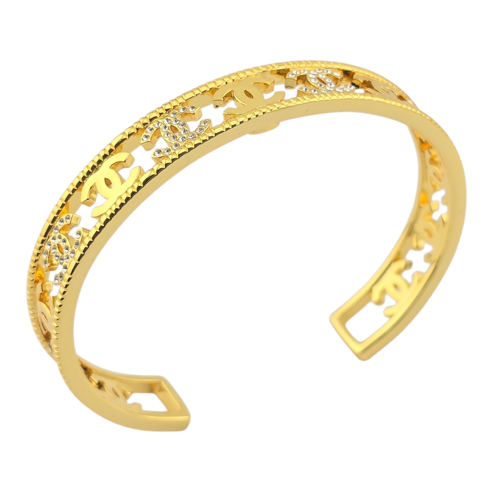 Chanel Crystal CC Gold Cuff Bracelet 2022 CHANEL