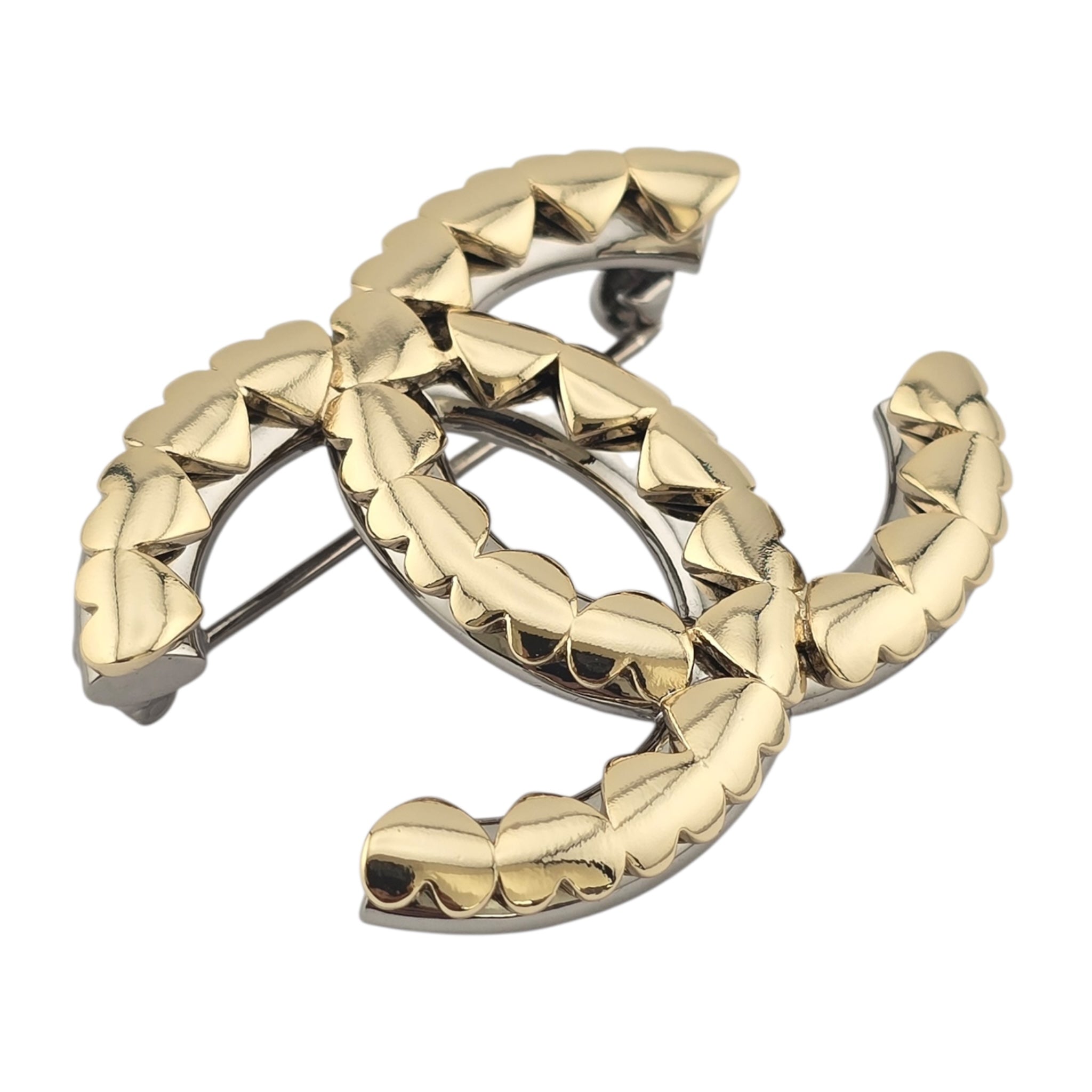 Chanel CC Gold Ruthenium Hearts Brooch 2022 CHANEL