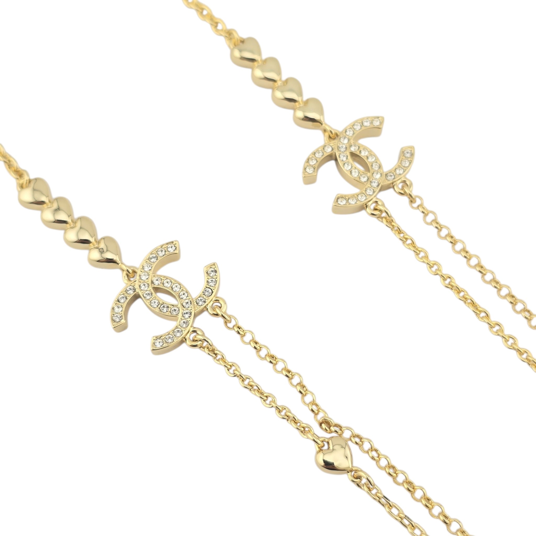 Chanel CC Long Necklace Gold Hearts 2023 CHANEL