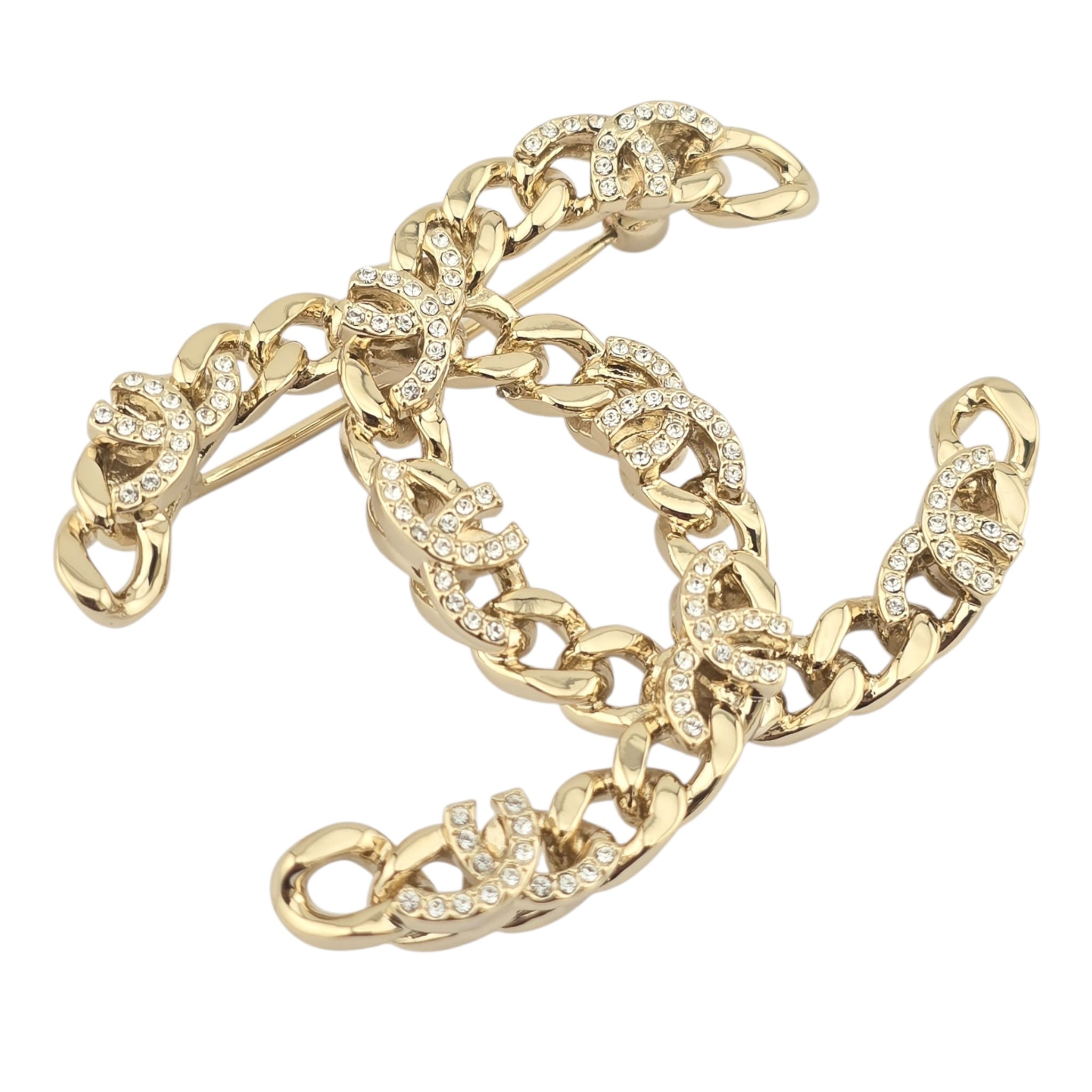 Chanel CC Crystal Gold Brooch 2022 CHANEL