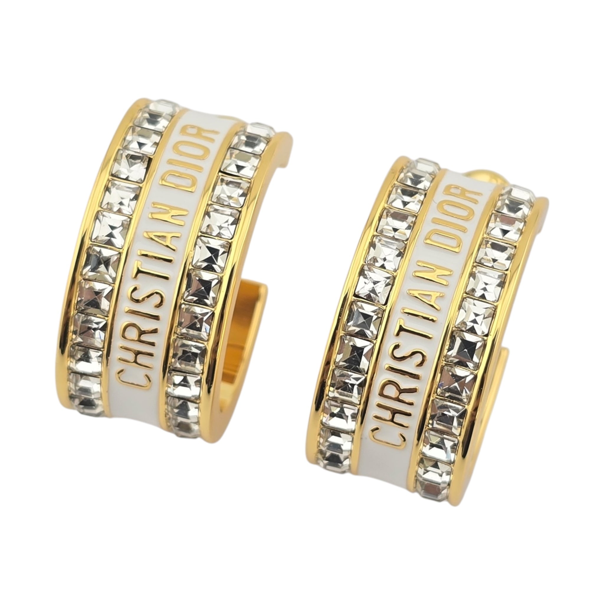 Christian Dior Night Code White Enamel Earrings DIOR