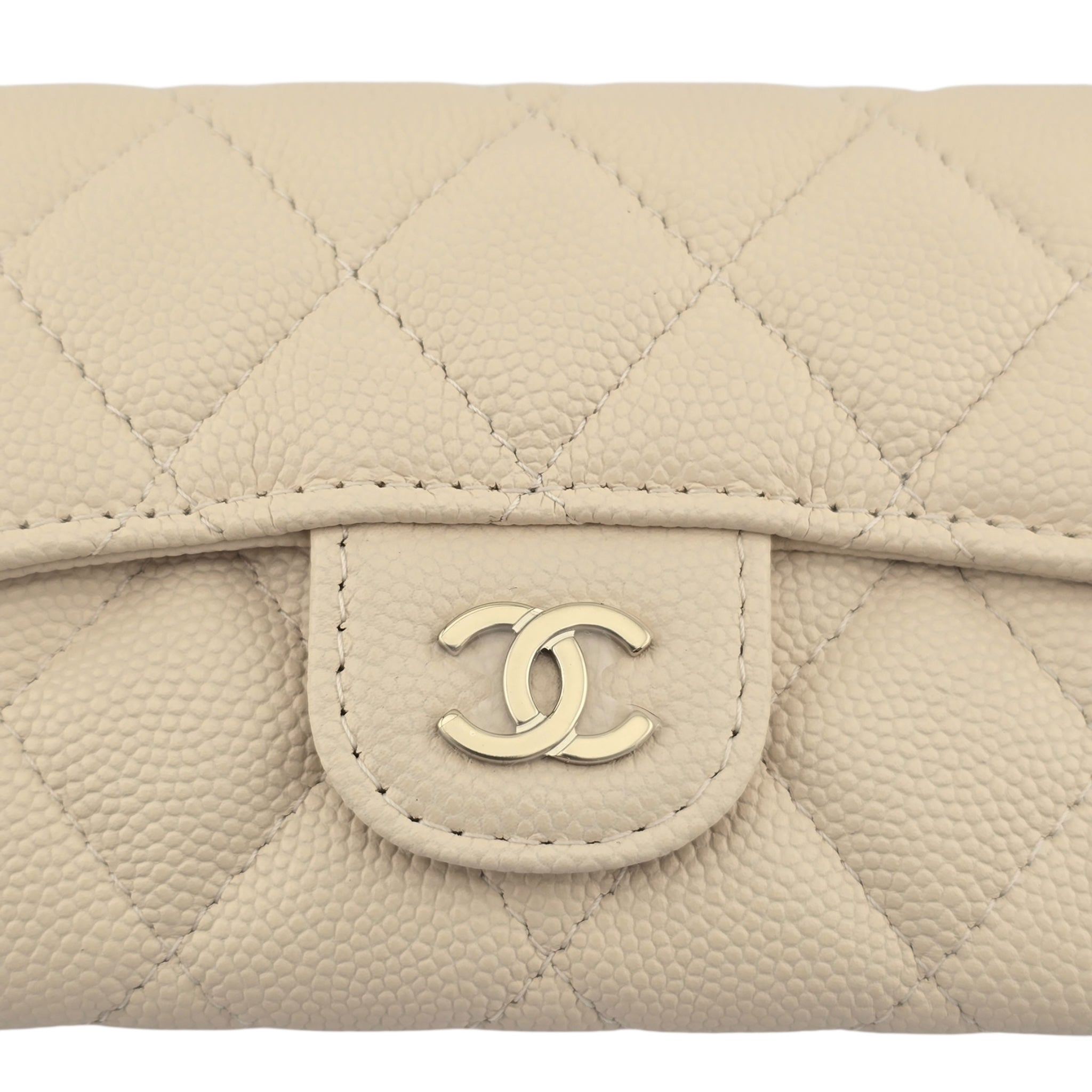 Chanel CC Caviar Beige Classic Flap Cardholder CHANEL