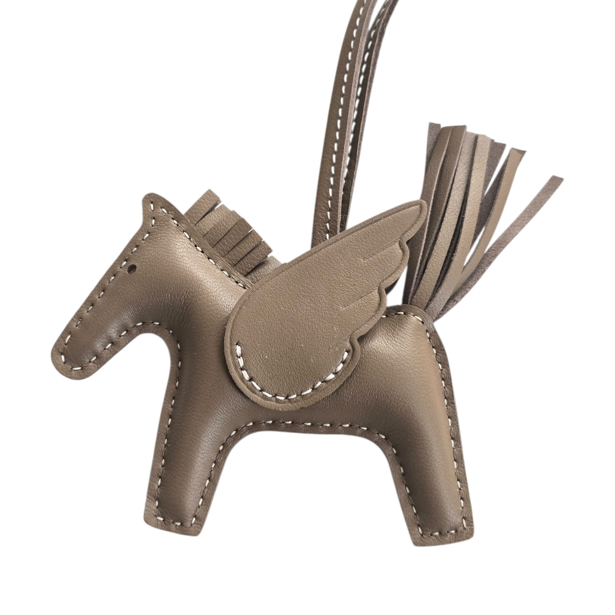 Hermes Rodeo Pegase PM Bag Charm Etoupe/Blanc HERMES