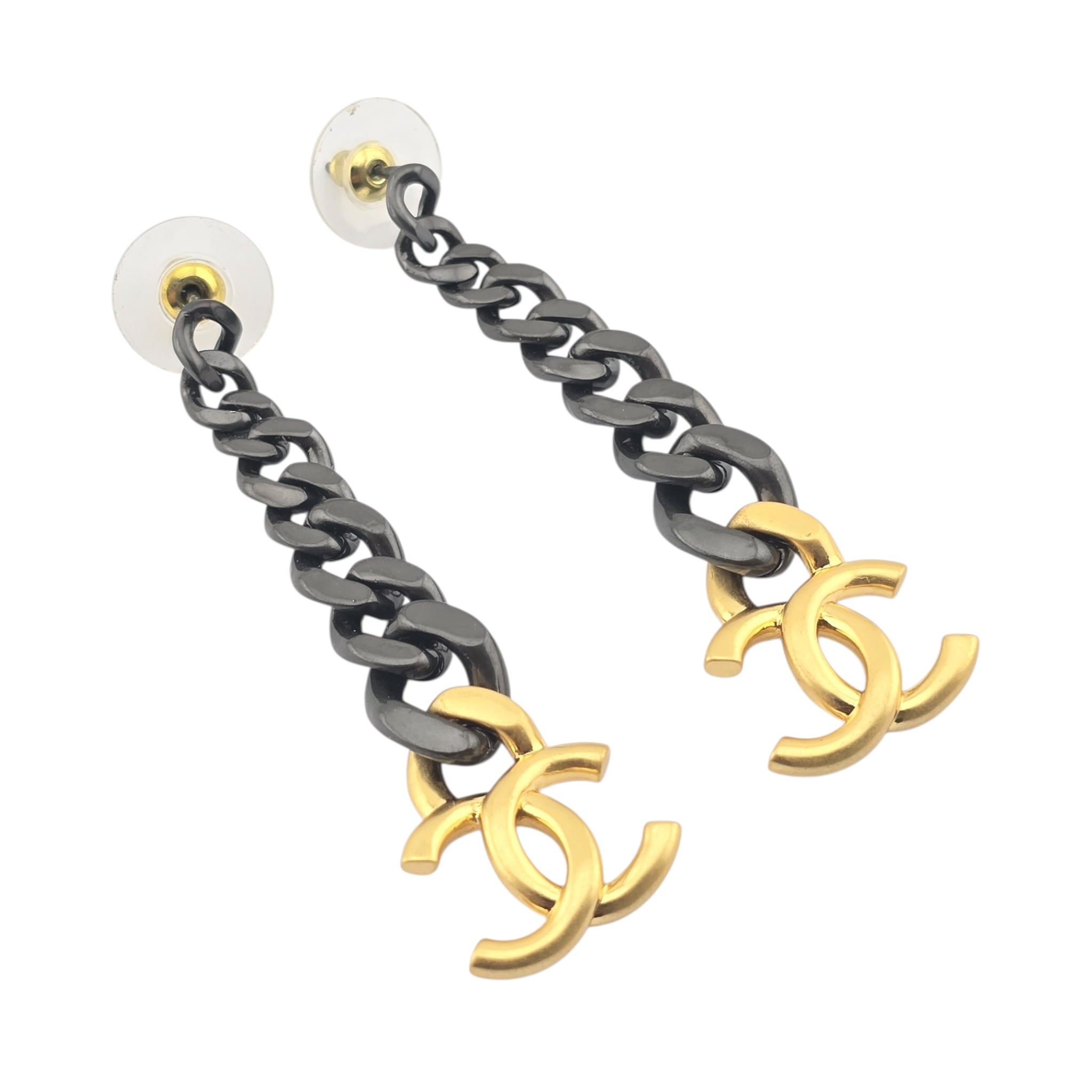 Chanel CC Chain Earrings Gold Ruthenium 2020 CHANEL