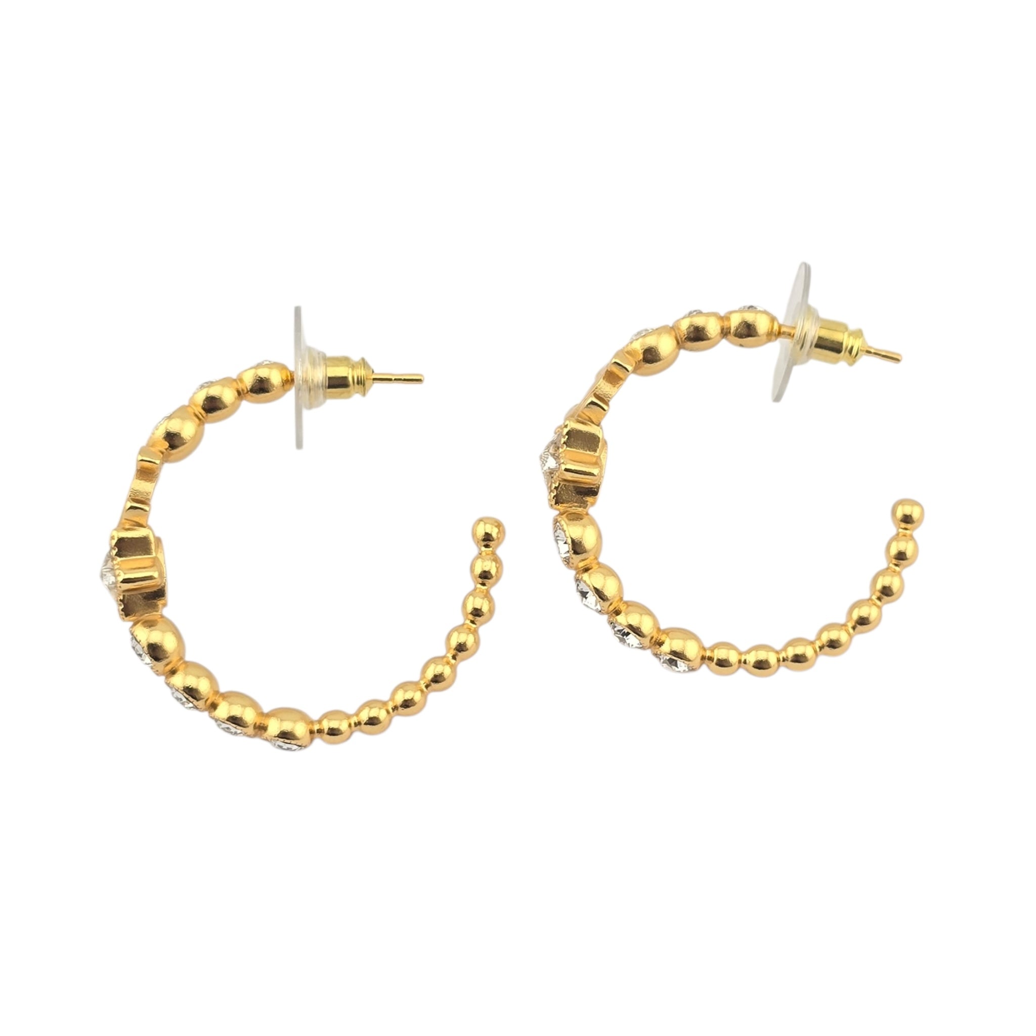 Chanel CC Gold Hoop Star Crystal Earrings 2024 CHANEL