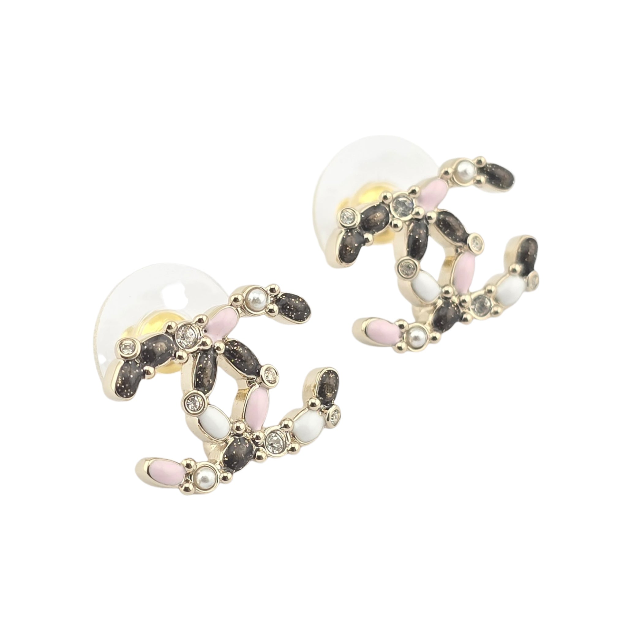 Chanel CC Gold Enamel Stud Earrings 2025 CHANEL