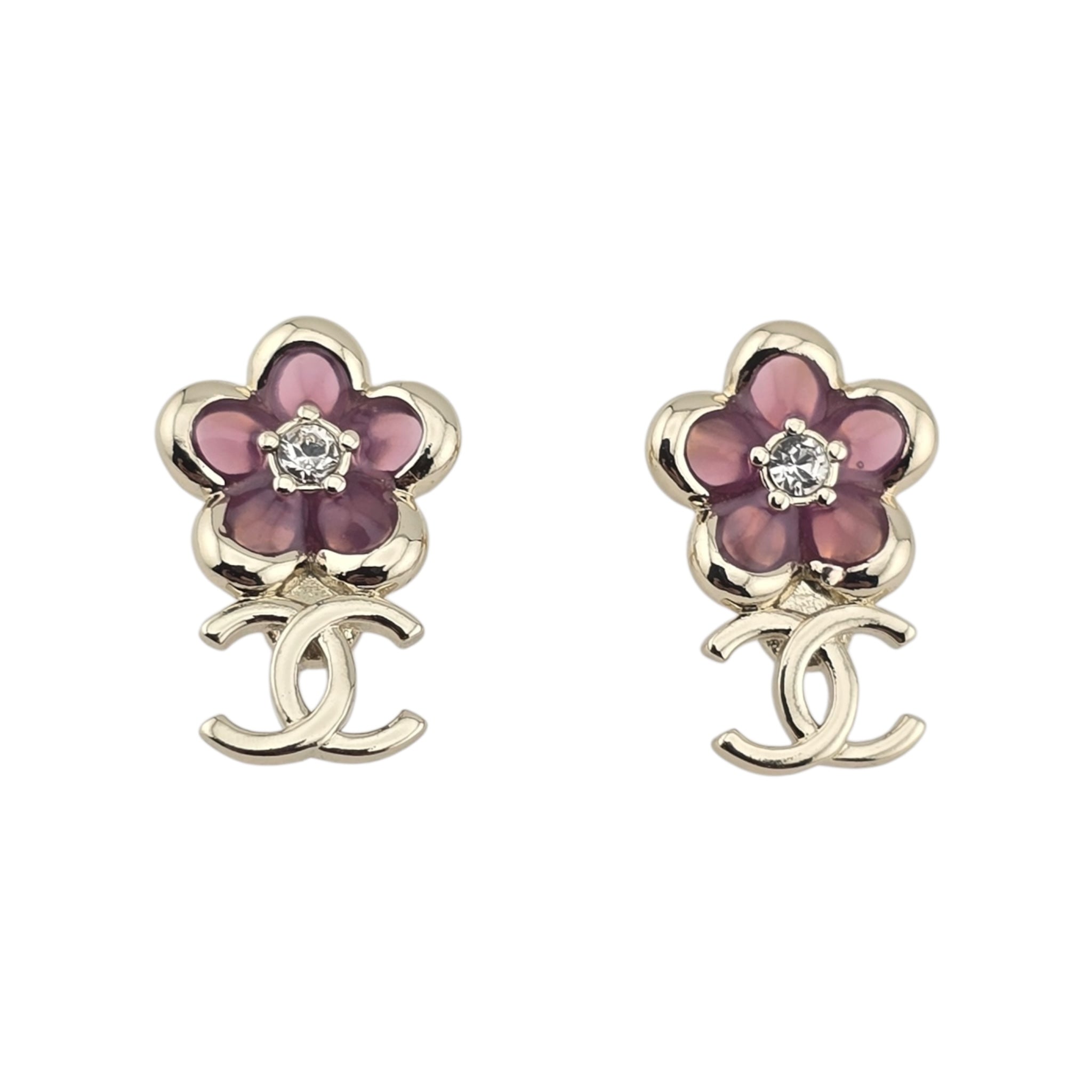 Chanel CC Gold Pink Enamel Earrings 26C 2026