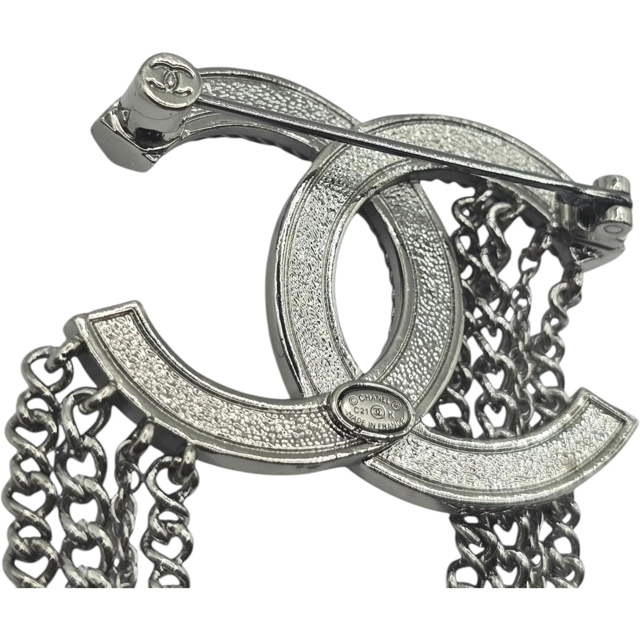 Chanel CC Gunmetal Chain Brooch 2021