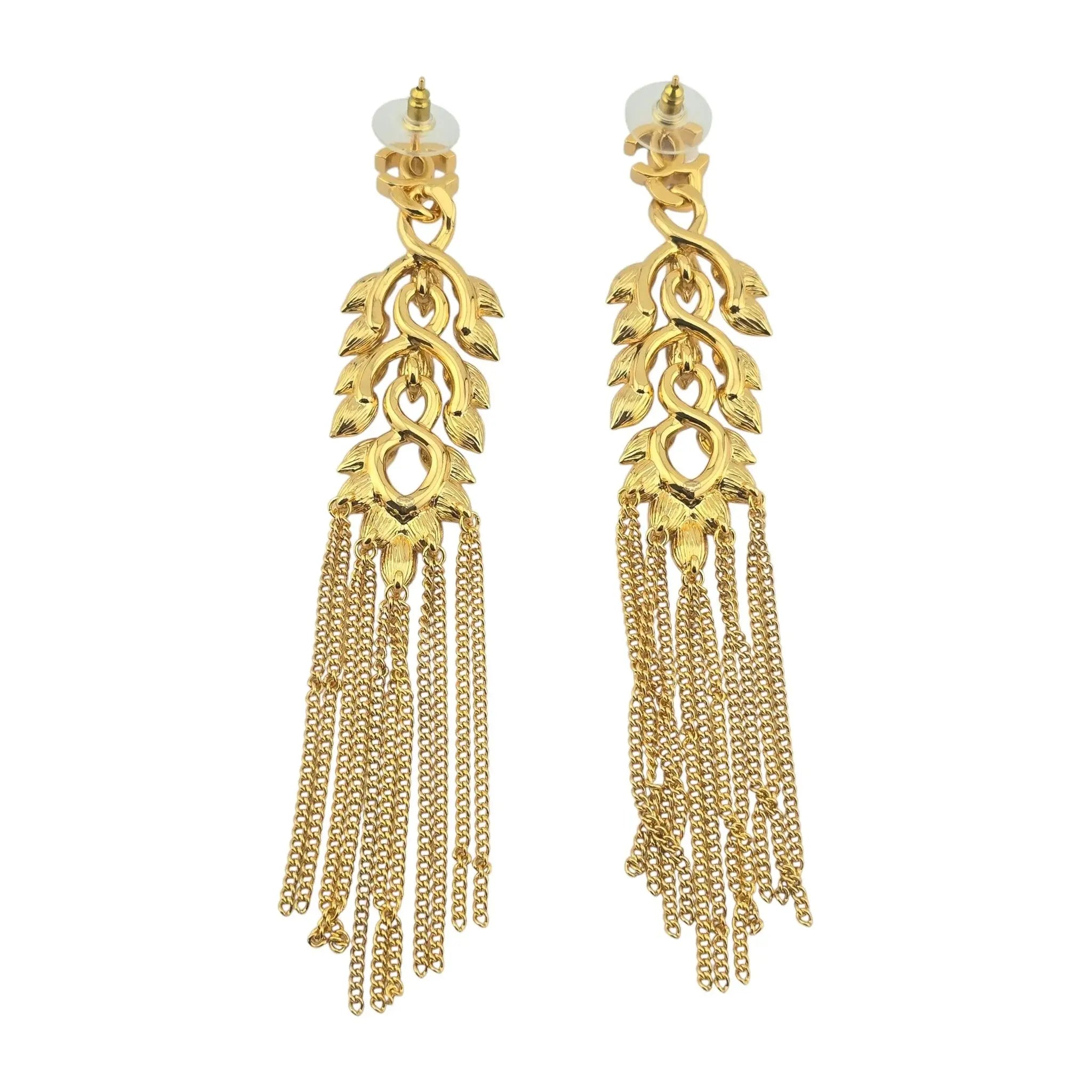 Chanel CC Gold Crystal Drop Earrings B22 CHANEL