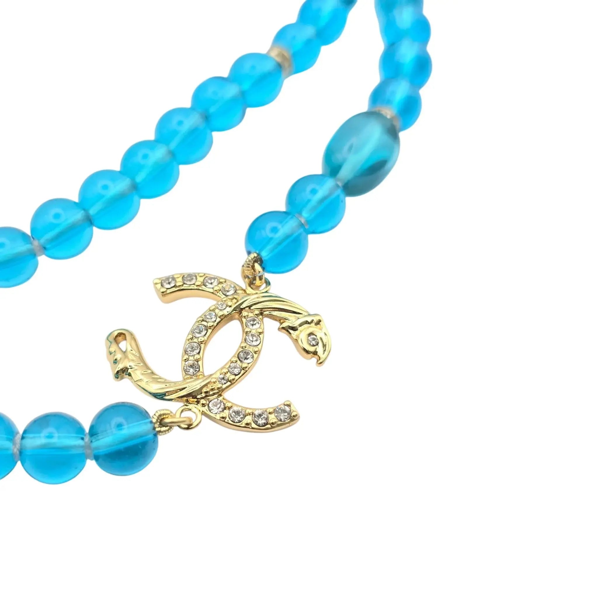 Chanel CC Blue Bead Long Necklace 2023 CHANEL