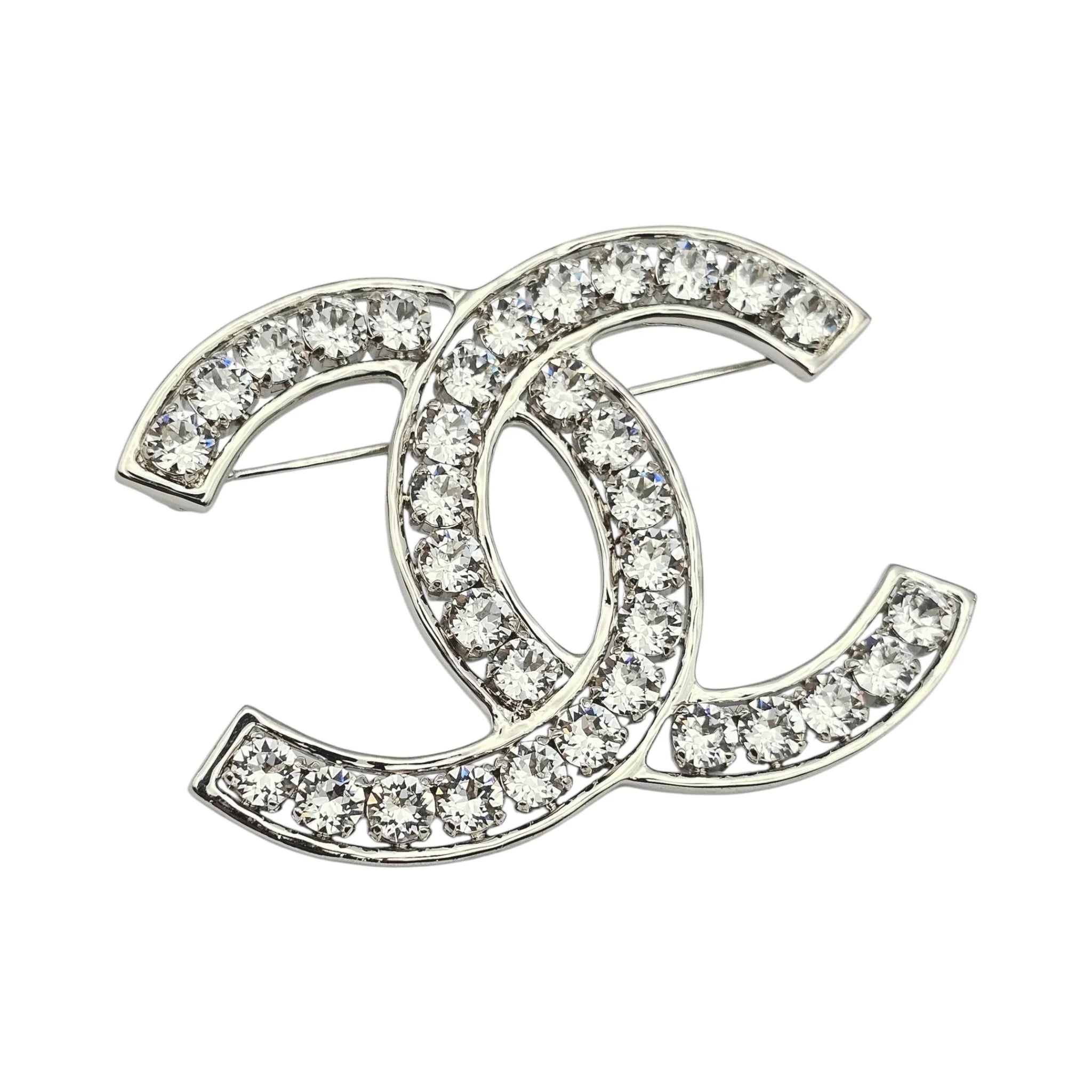 Chanel CC XL Crystal Silver Brooch 2023 CHANEL