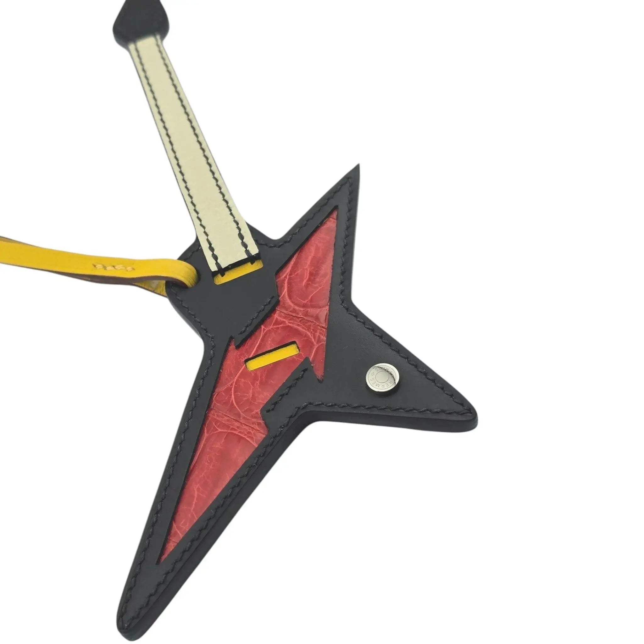 ermès Rock Touch Bag Charm Black Swift and Rouge de Coeur Shiny Alligator Palladium Hardware HERMES