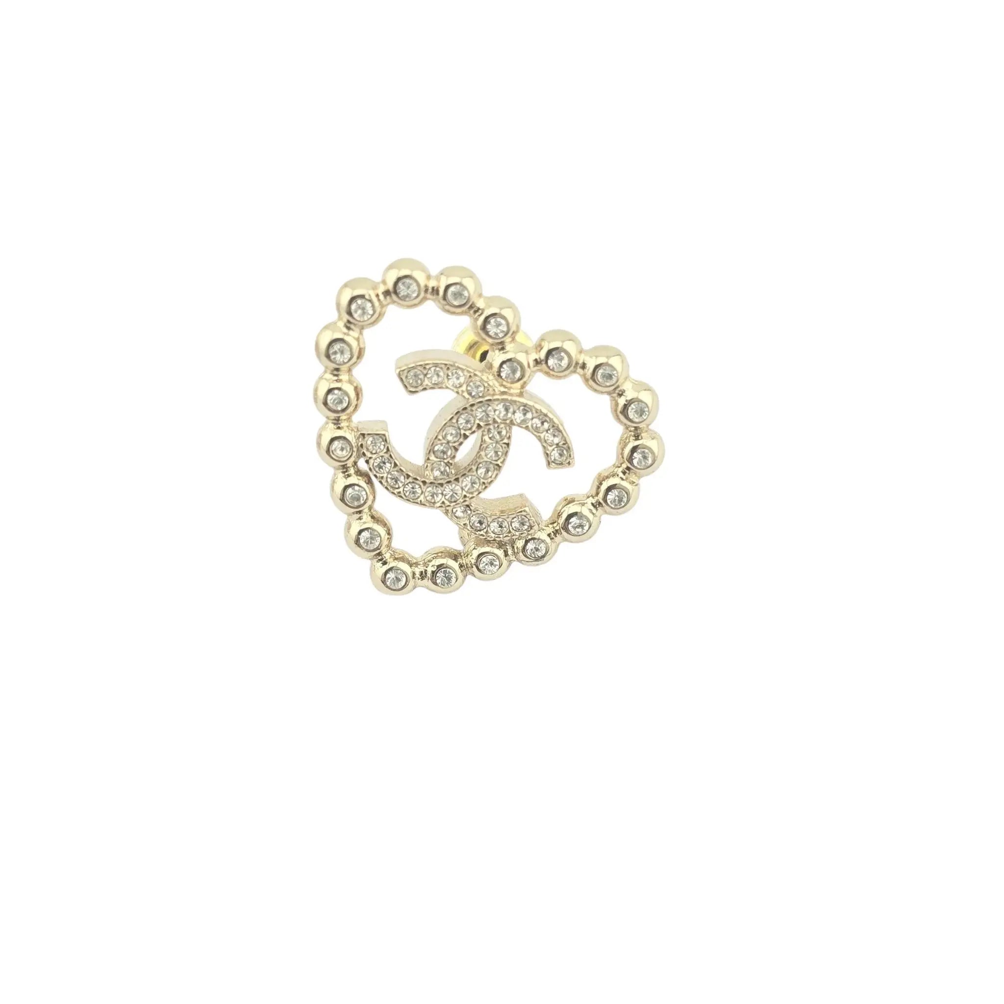 Chanel CC Crystal Heart Earrings 2025 CHANEL