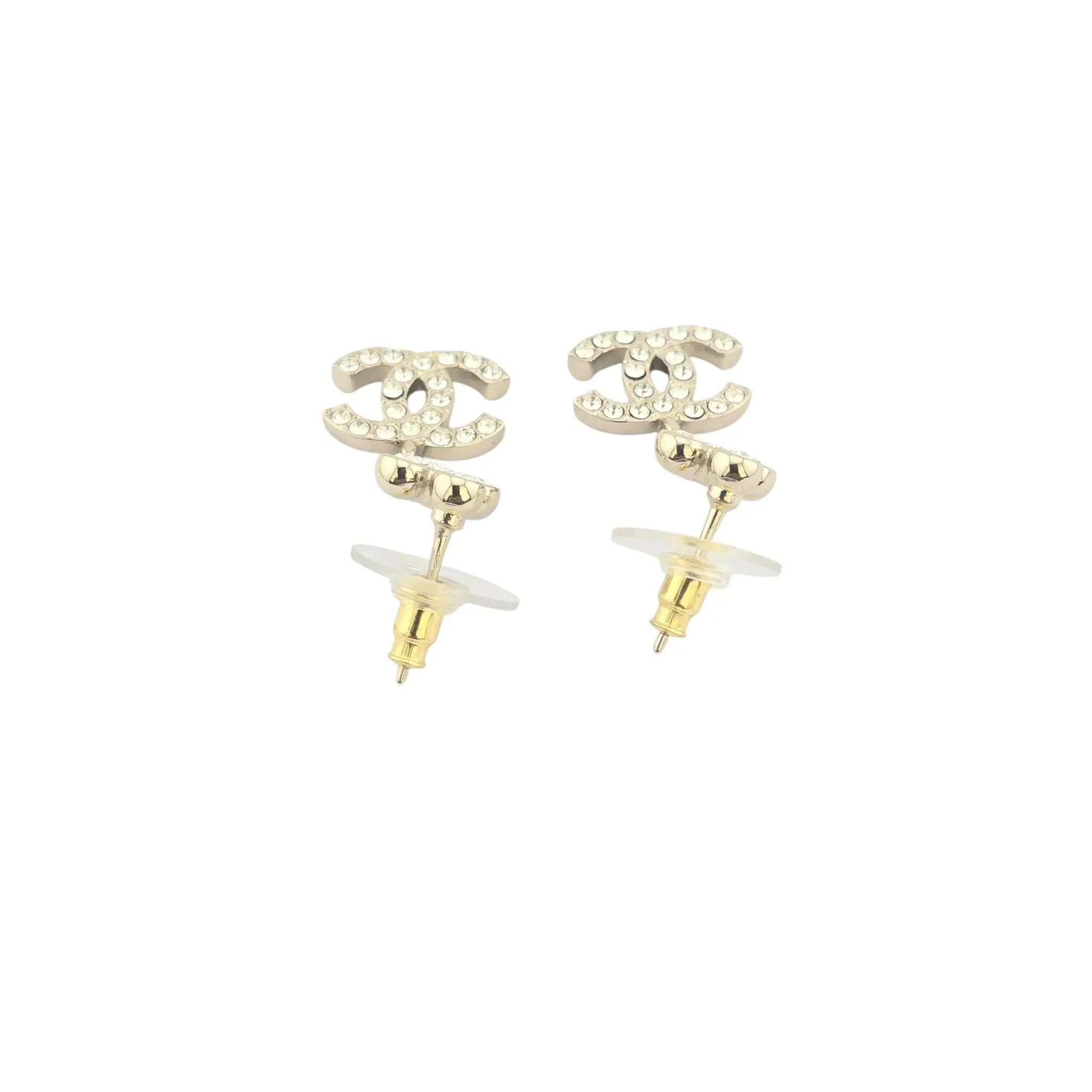 Chanel CC Gold Crystal Drop Earrings 2023 CHANEL
