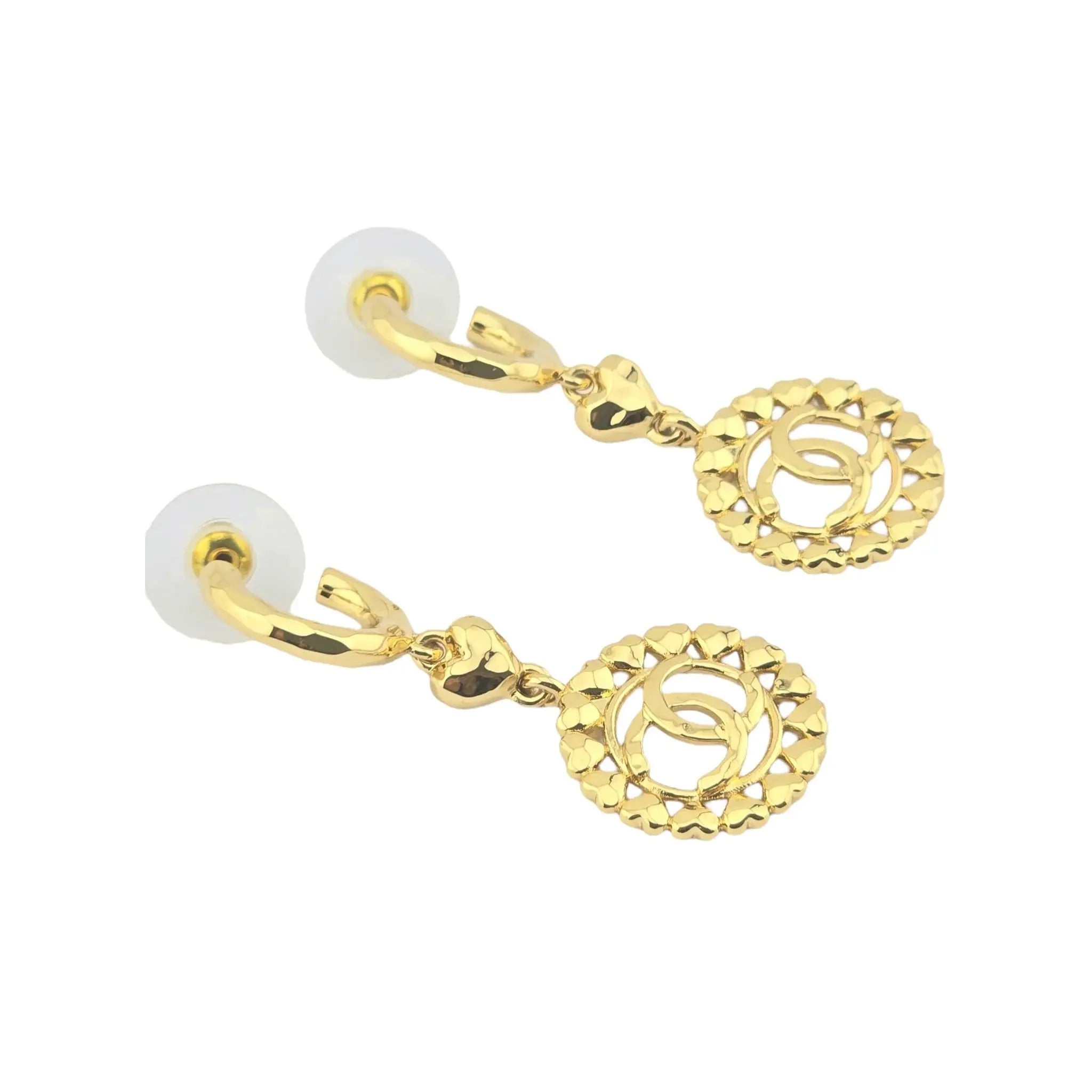 Chanel CC Gold Hearts Drop Earrings 2023 CHANEL